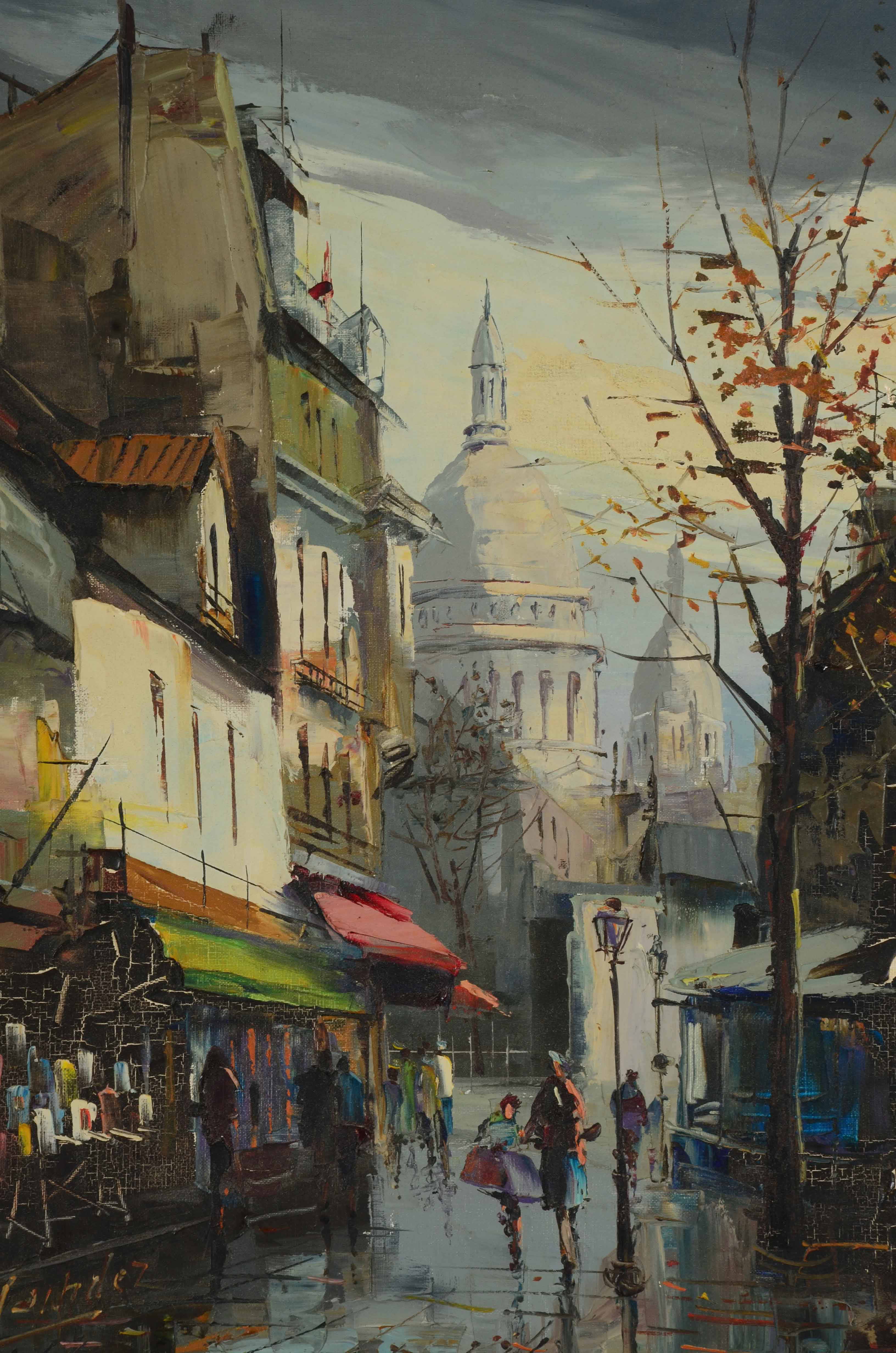 H. Garhdez Oil Painting on Canvas of Montmartre in Paris