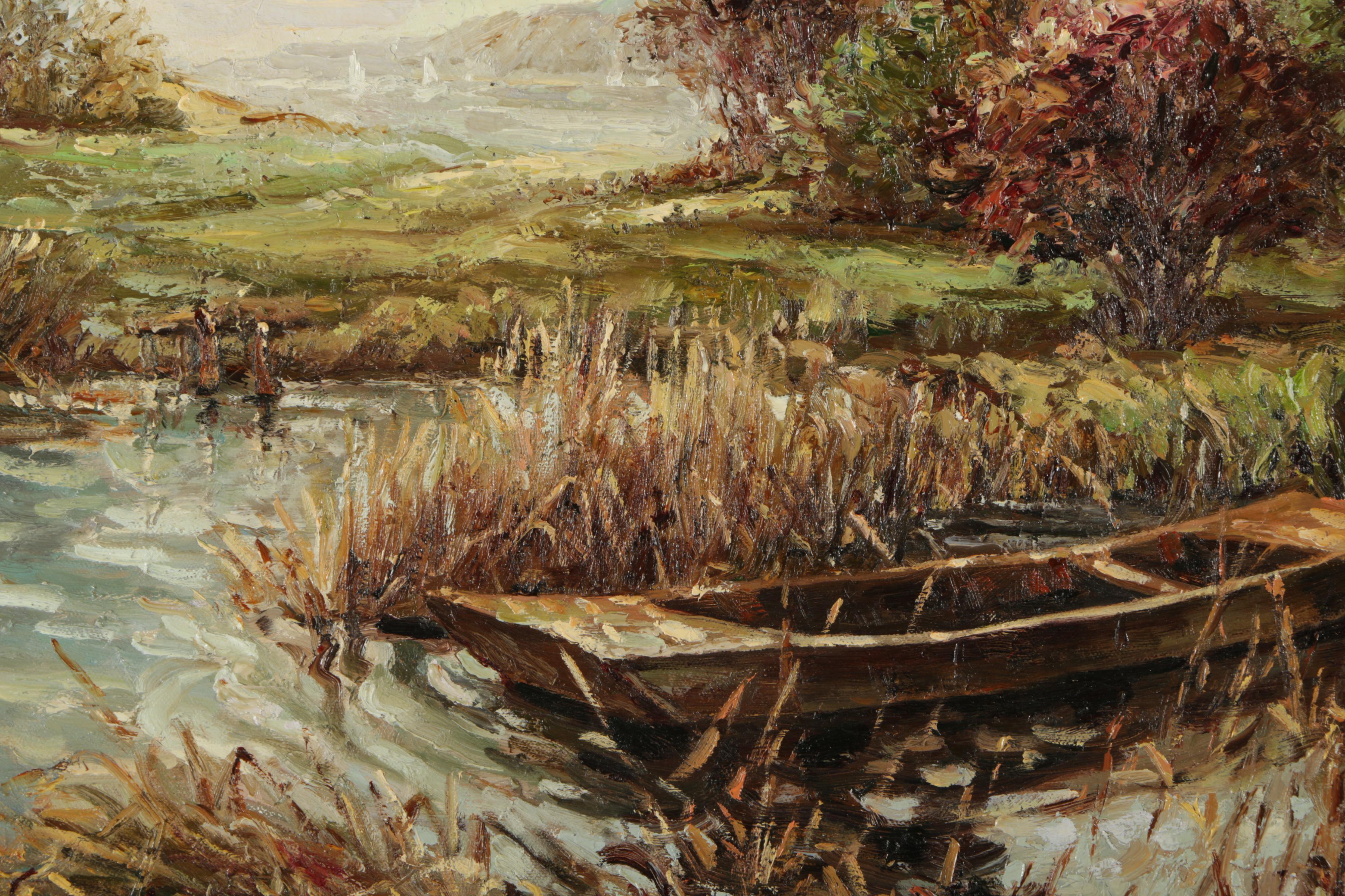 S. Hadley Oil Painting on Canvas of Impressionist Country Landscape