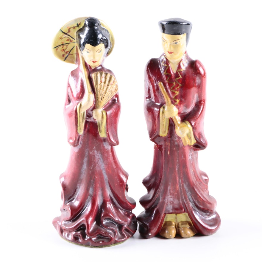 Asian Style Chalkware Figurines