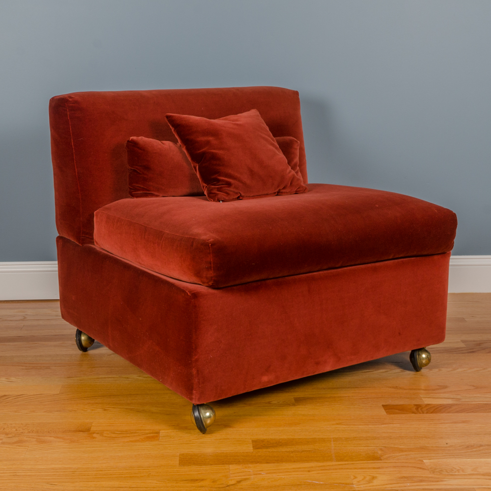 Red Oversized Slipper Chairs with Storage