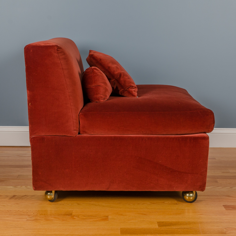 Red Oversized Slipper Chairs with Storage