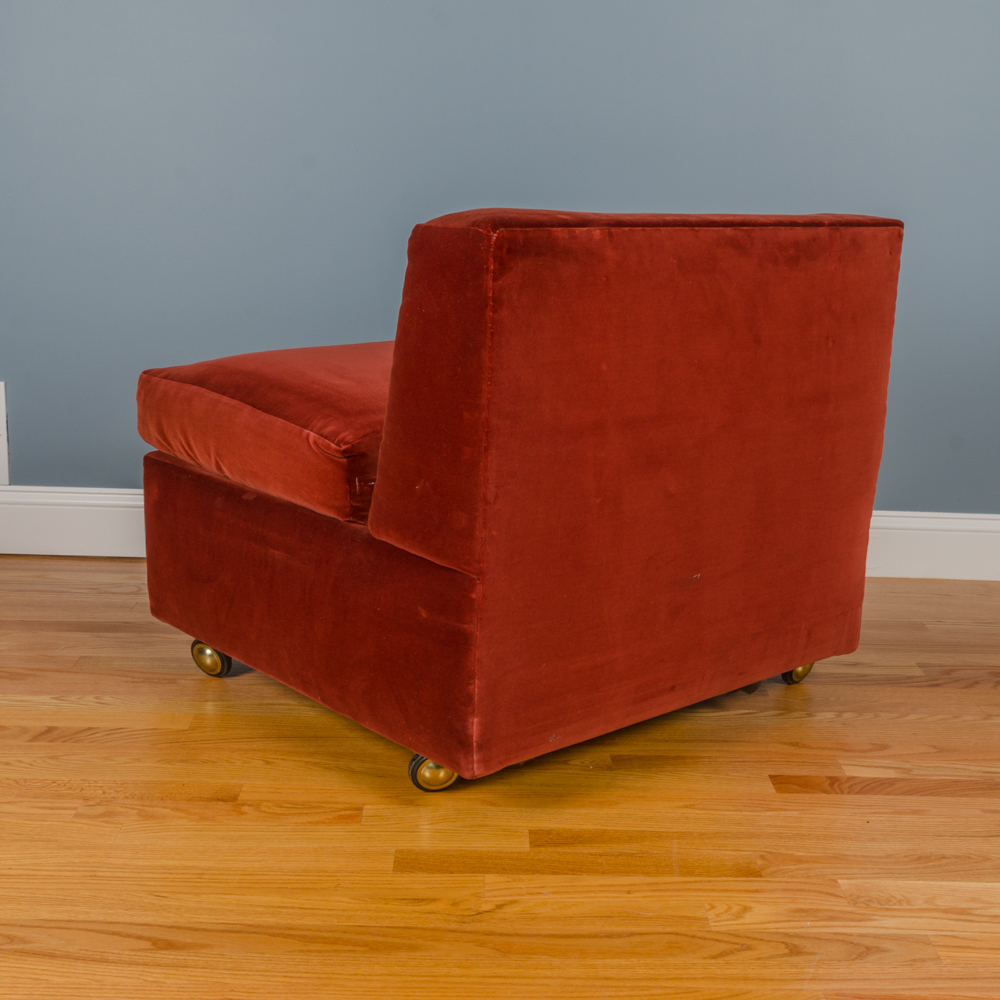 Red Oversized Slipper Chairs with Storage