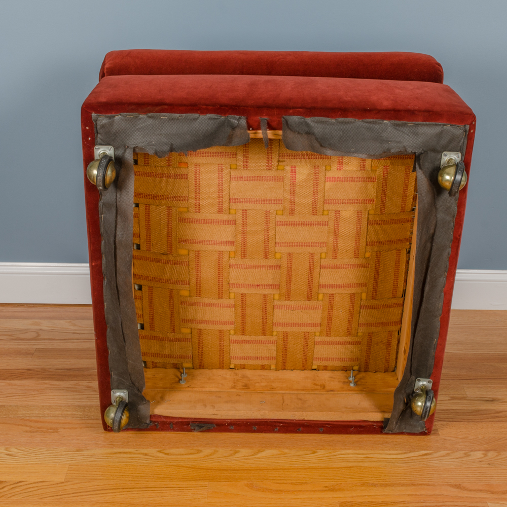 Red Oversized Slipper Chairs with Storage