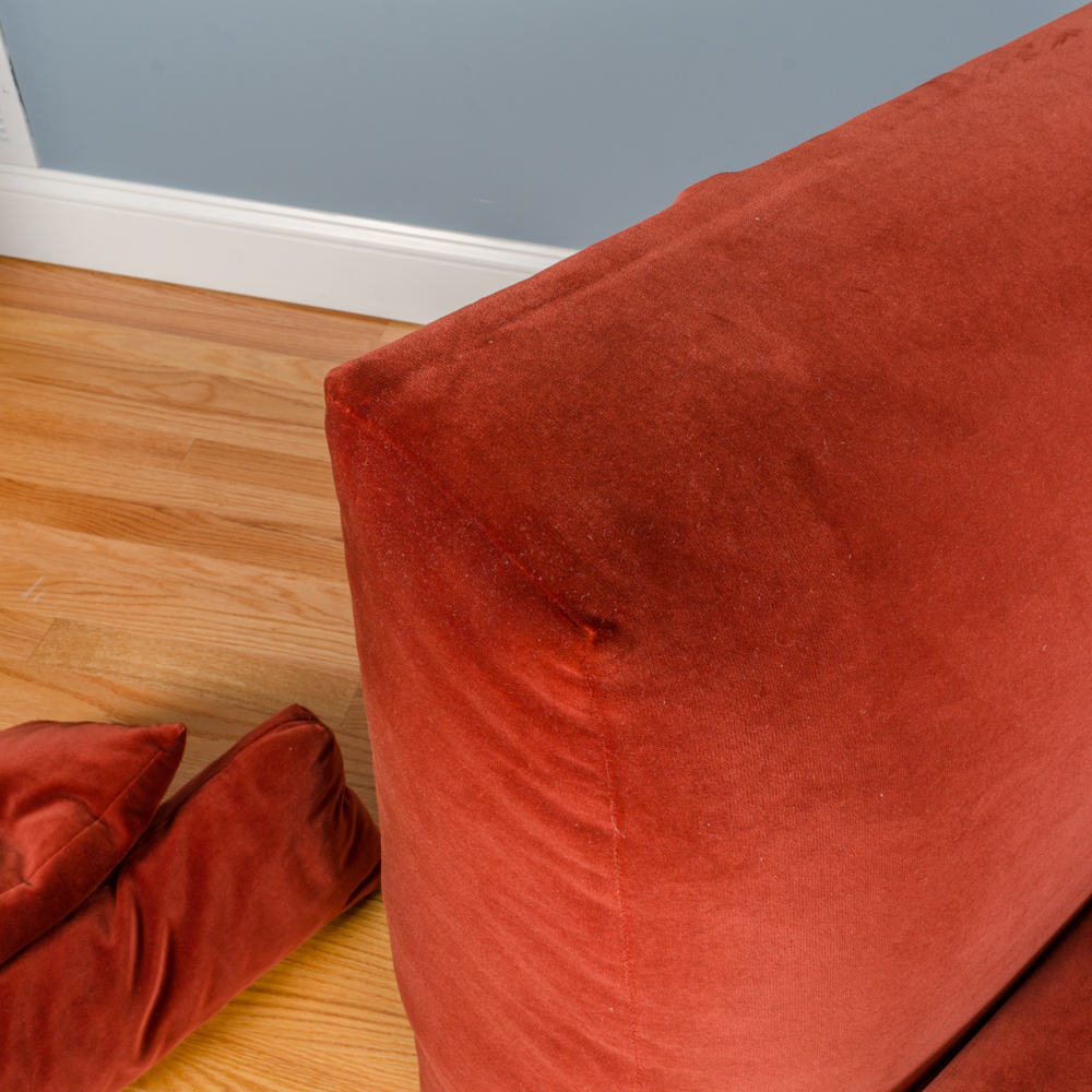 Red Oversized Slipper Chairs with Storage