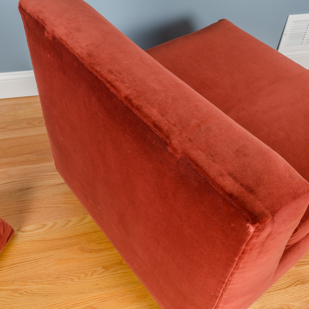 Red Oversized Slipper Chairs with Storage