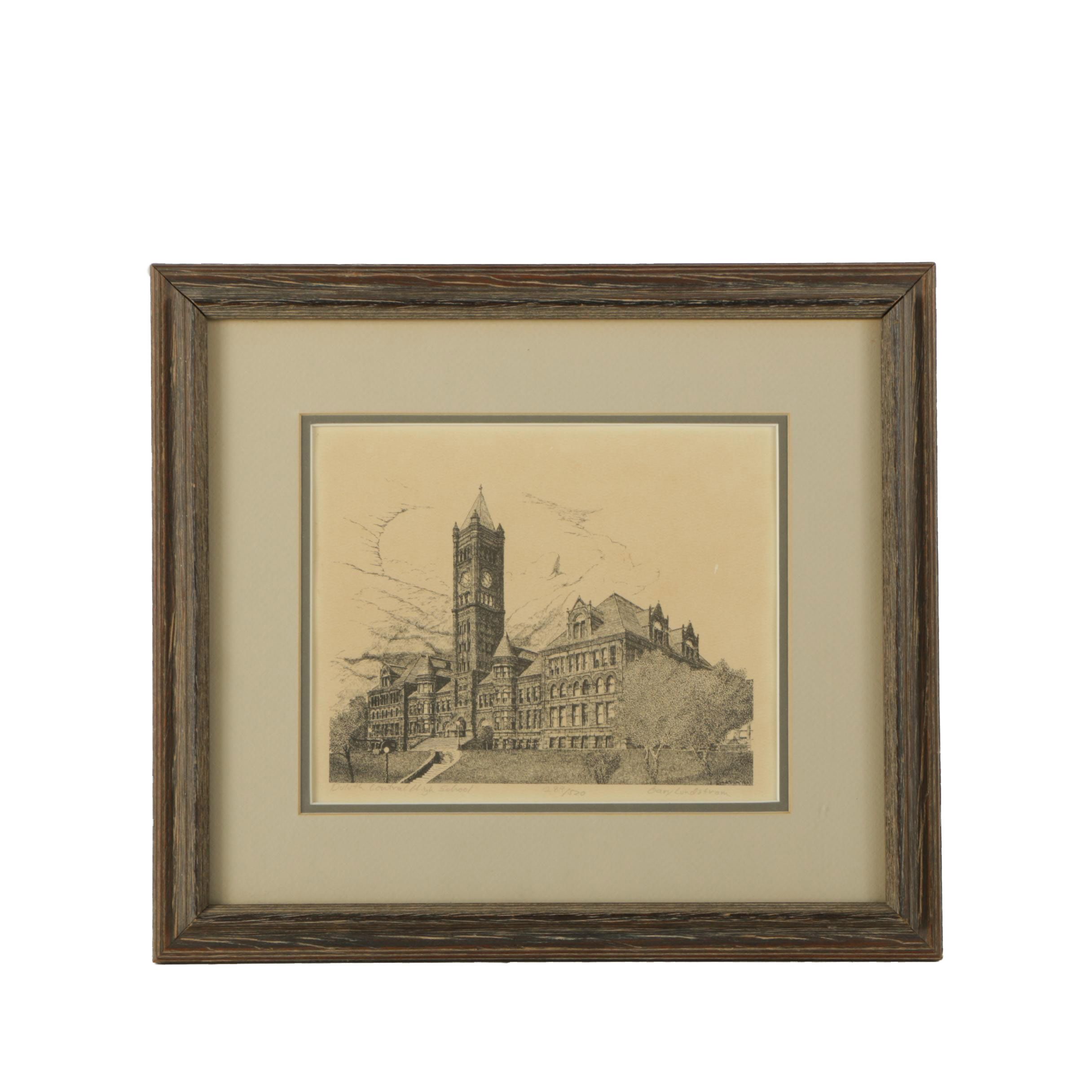 Gary Lundstrom Limited Edition Lithograph "Duluth Central High School"