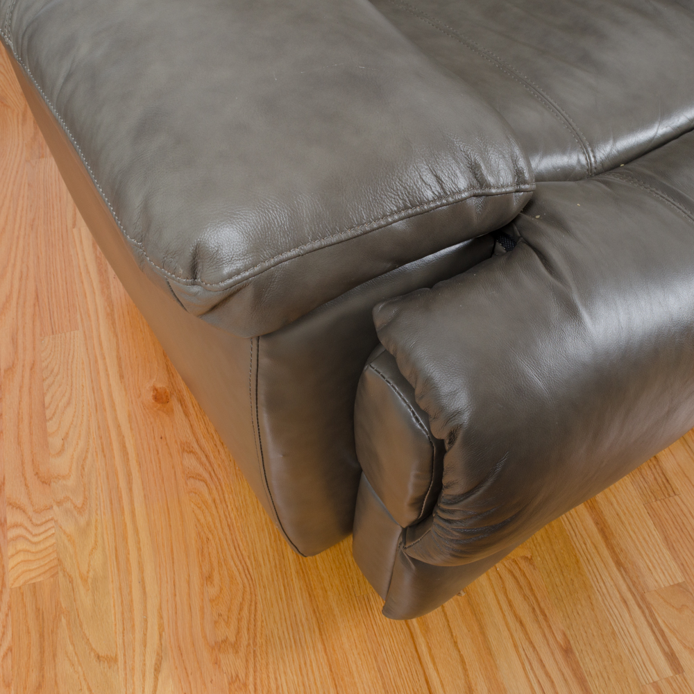 Leather Love Seat with Center Console