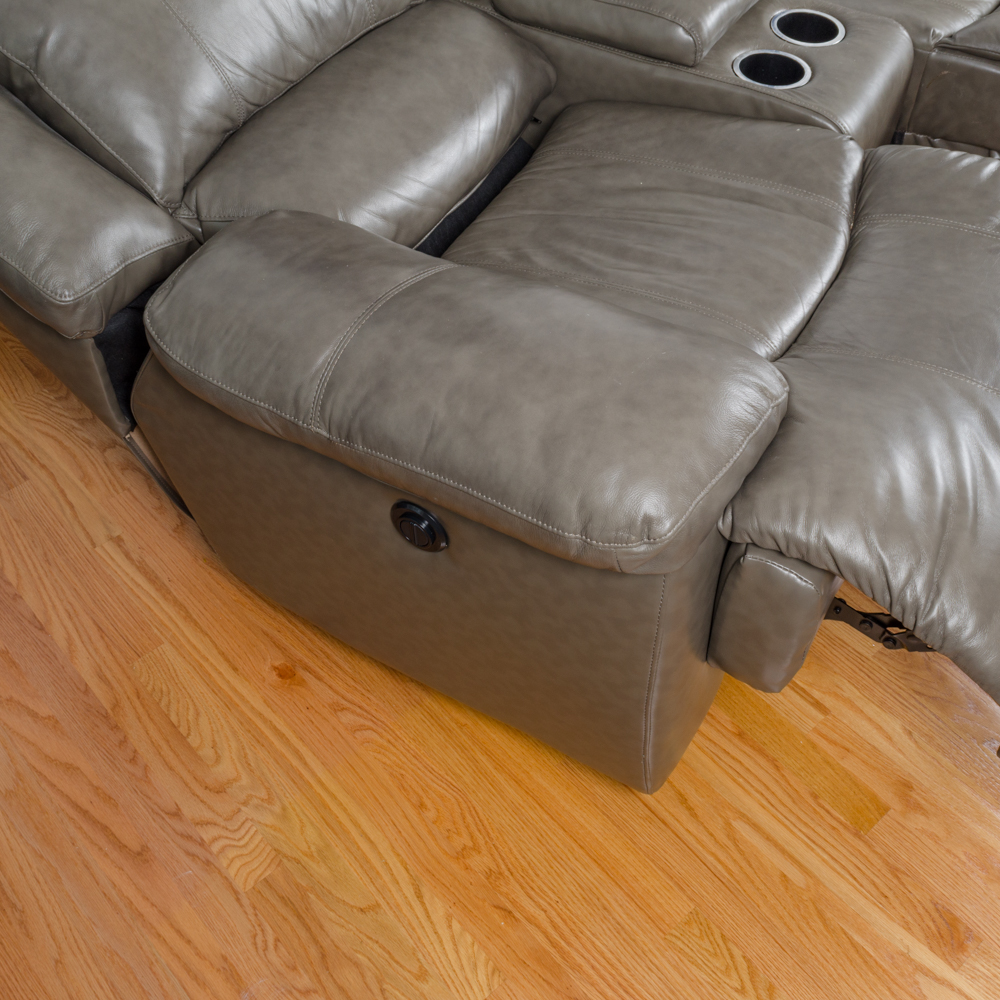 Leather Love Seat with Center Console