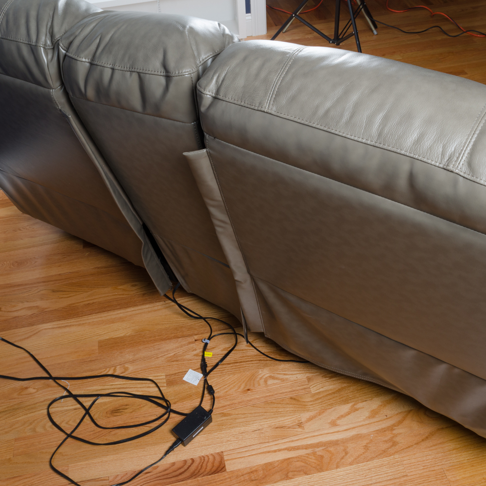 Leather Love Seat with Center Console