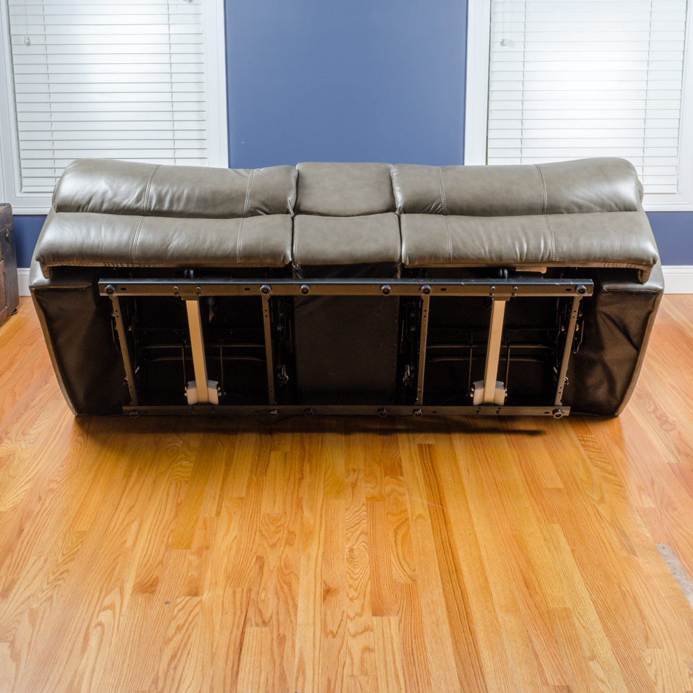 Leather Love Seat with Center Console