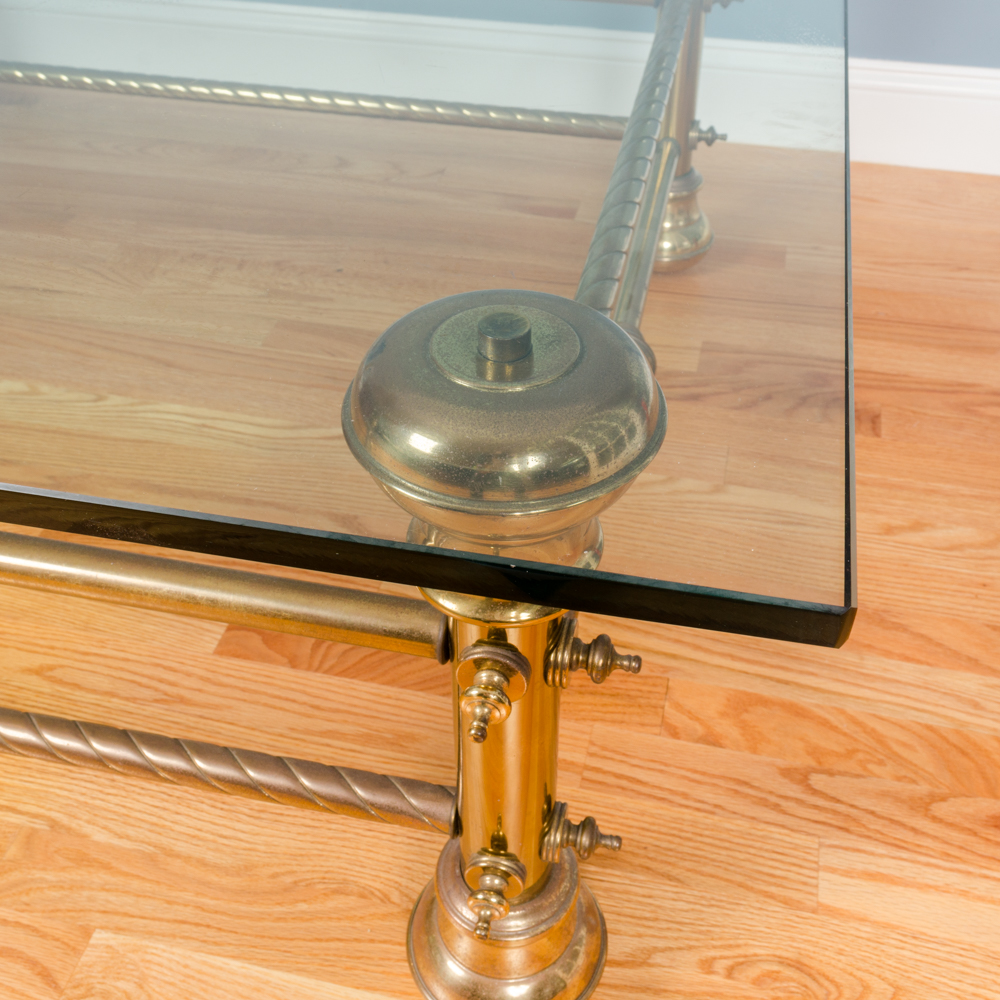 Glass Topped Brass Coffee Table