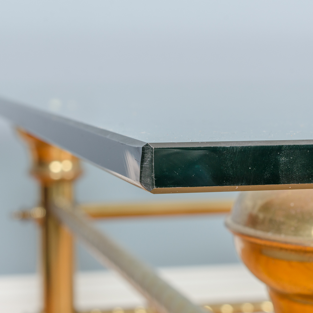 Glass Topped Brass Coffee Table