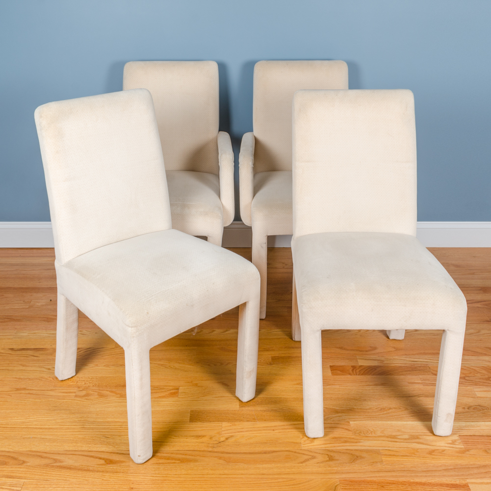Set of Four Upholstered Parson's Style Chairs