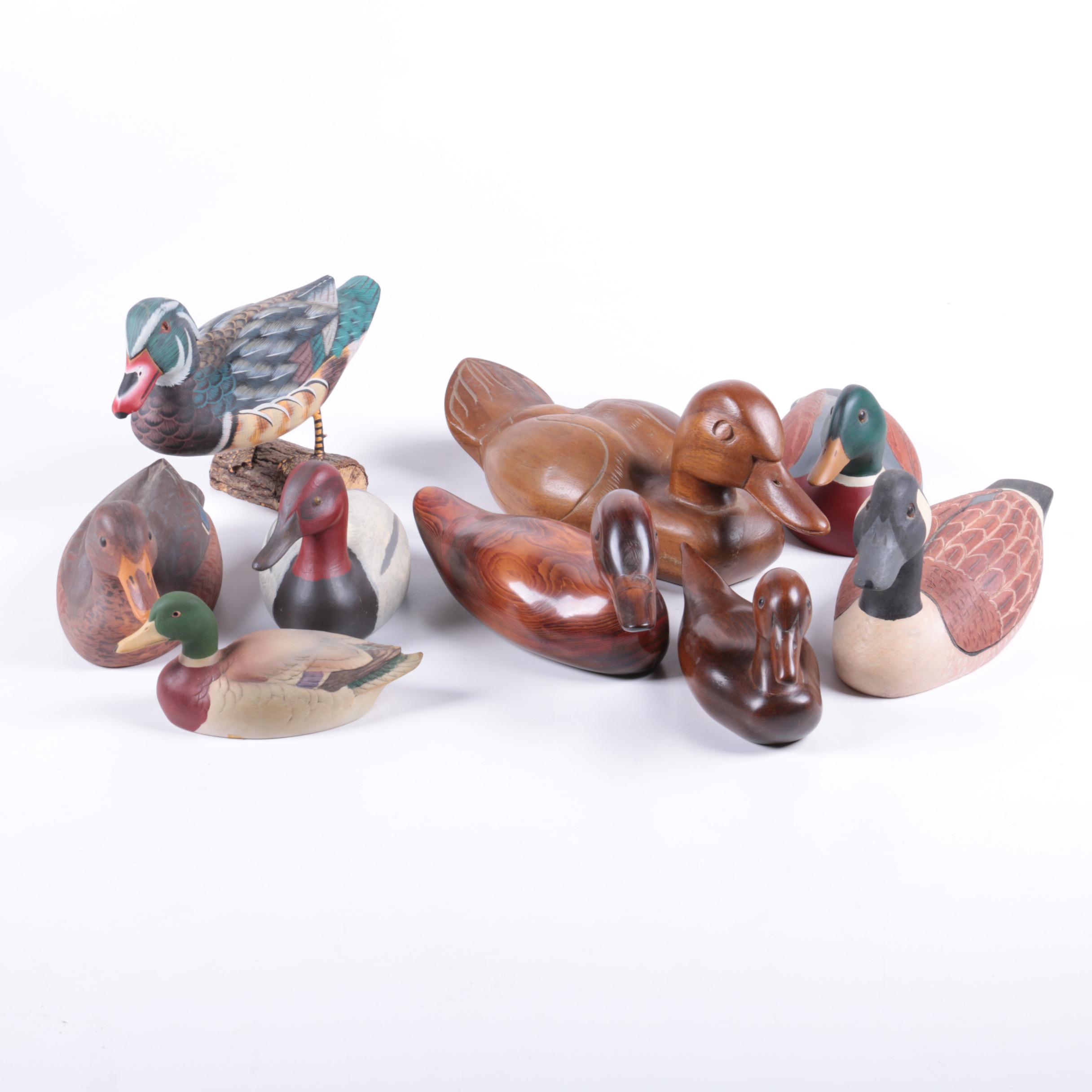Hand-Carved Wooden Duck Decoys and Sculptures