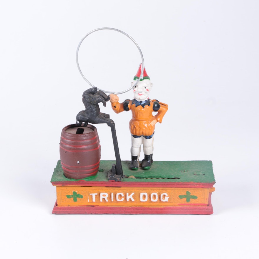 Reproduction Cast Iron "Trick Dog" Mechanical Coin Bank