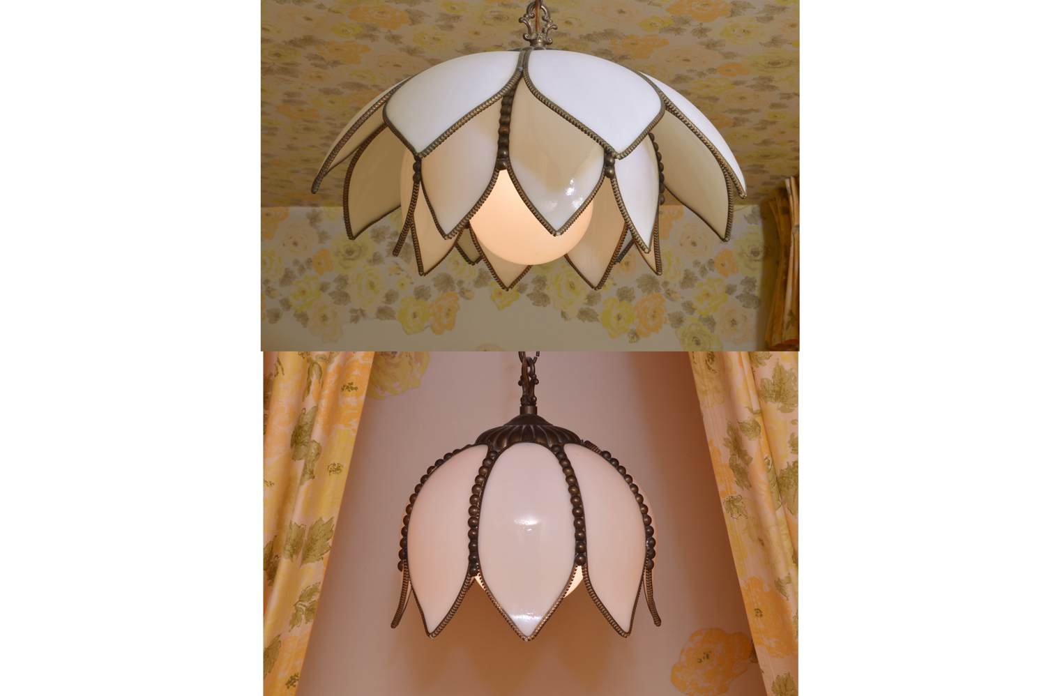 Vintage Slag Glass Tulip Swag Pendant Lights EBTH