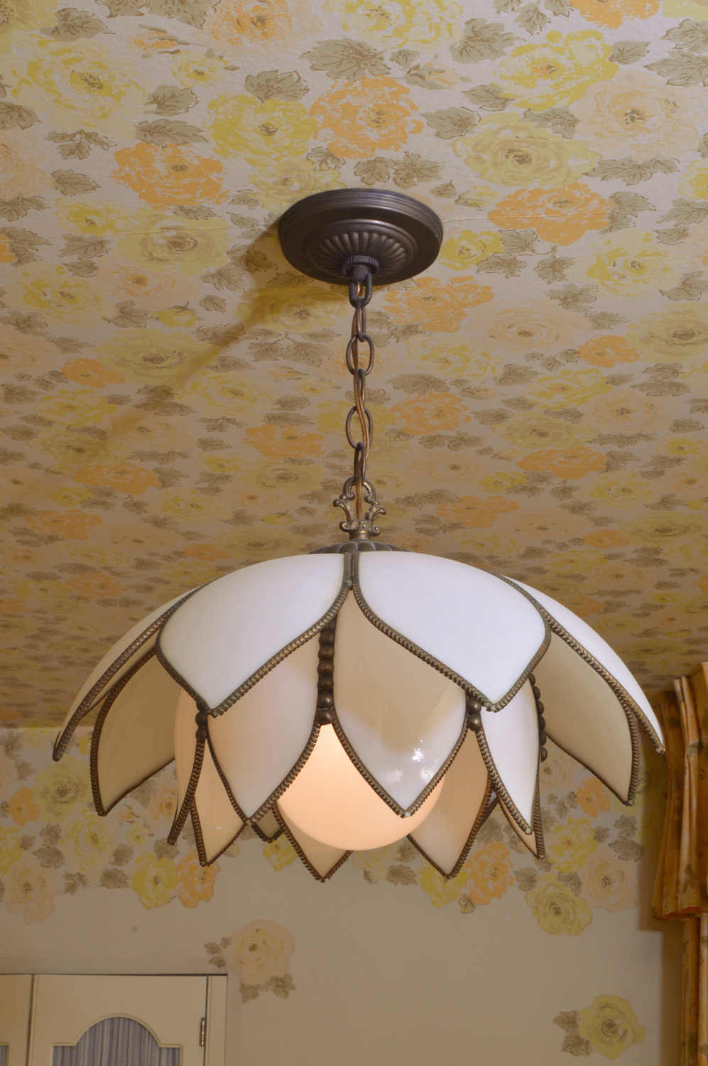 Vintage Slag Glass Tulip Swag Pendant Lights