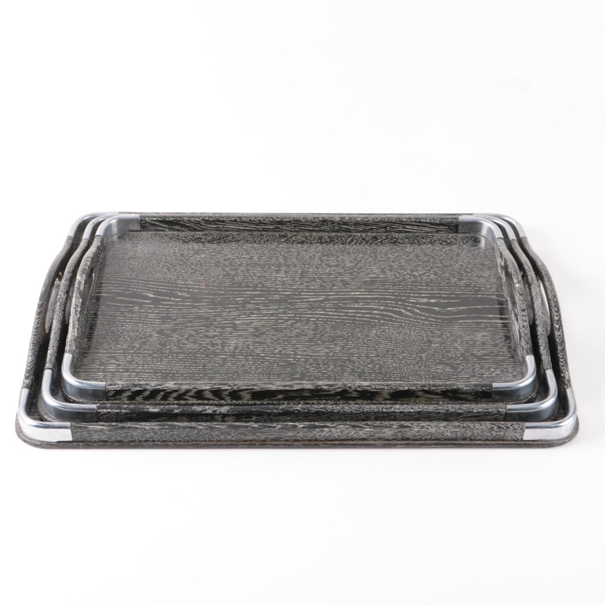 Mid Century Modern Black Wooden Nesting Trays by Chrissy