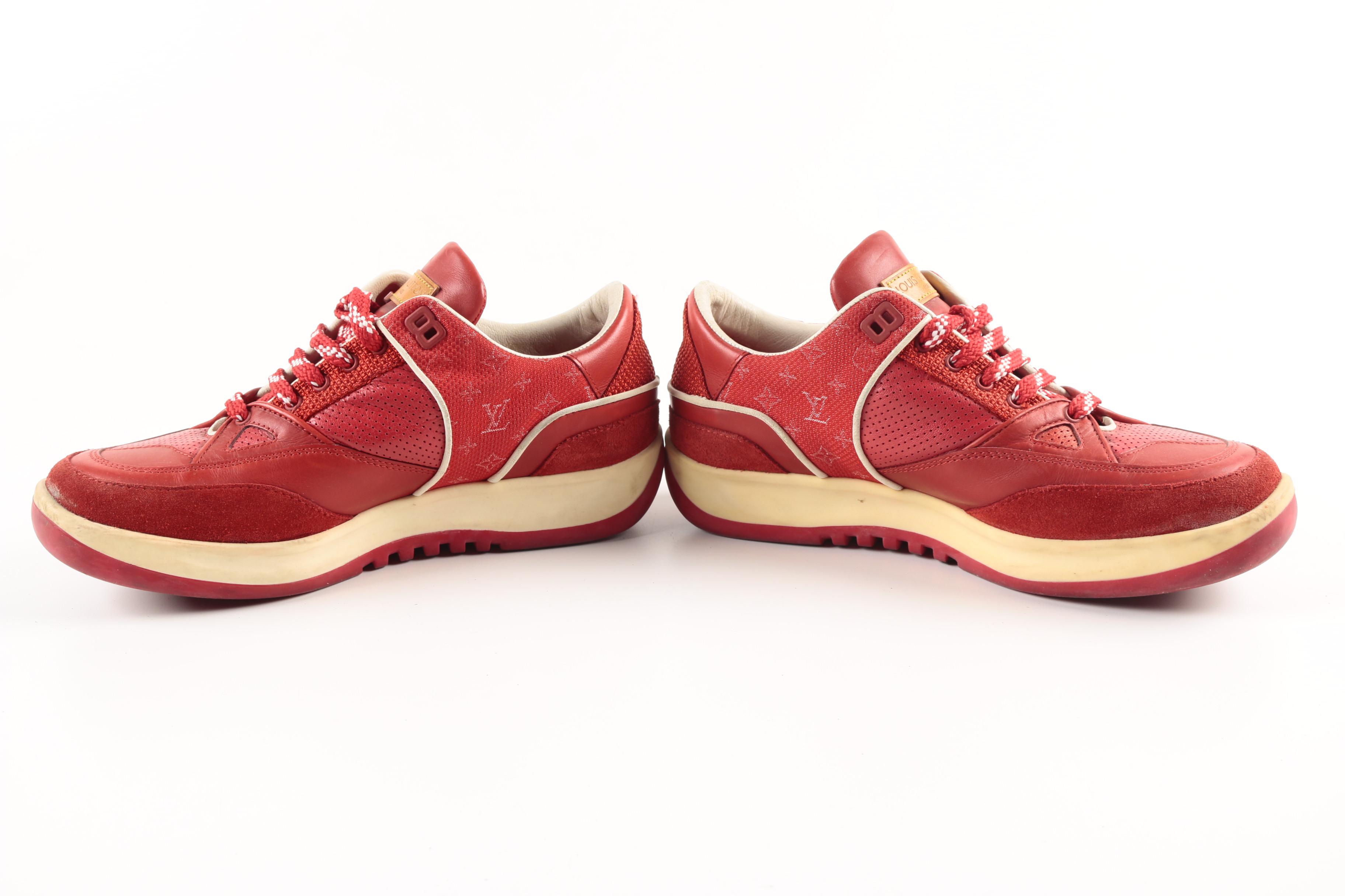 Women's Louis Vuitton Red Leather and Canvas Sneakers