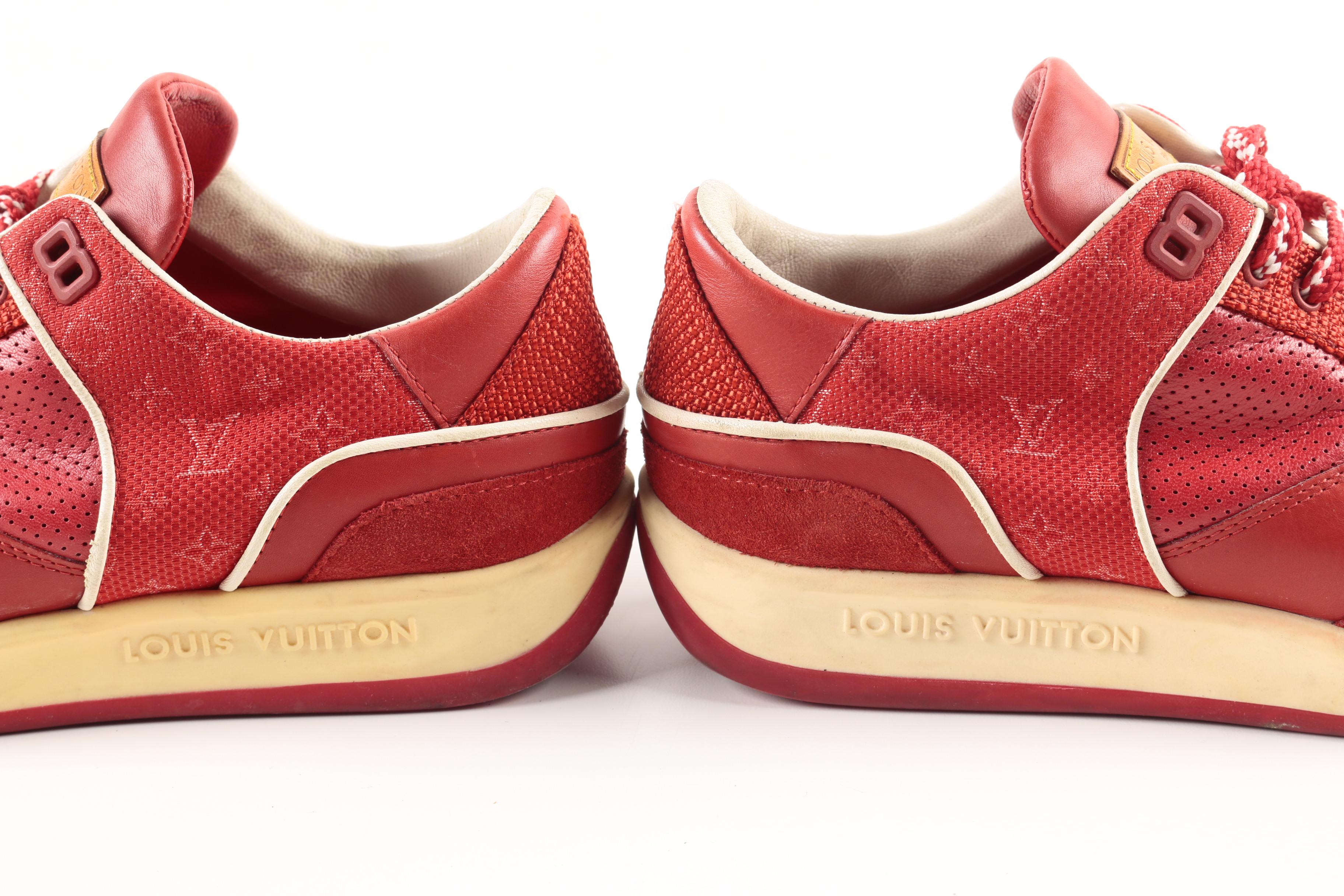 Women's Louis Vuitton Red Leather and Canvas Sneakers