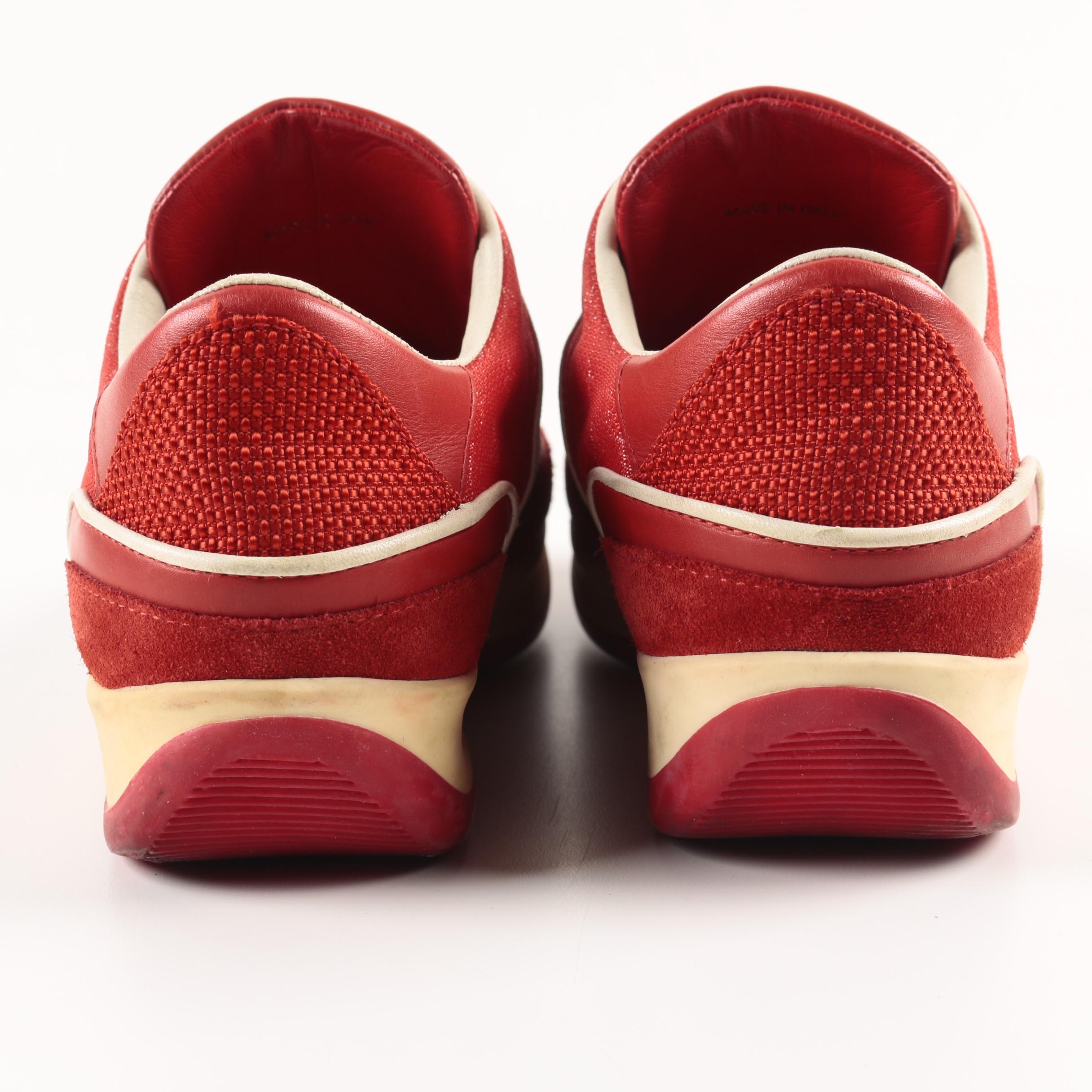 Women's Louis Vuitton Red Leather and Canvas Sneakers