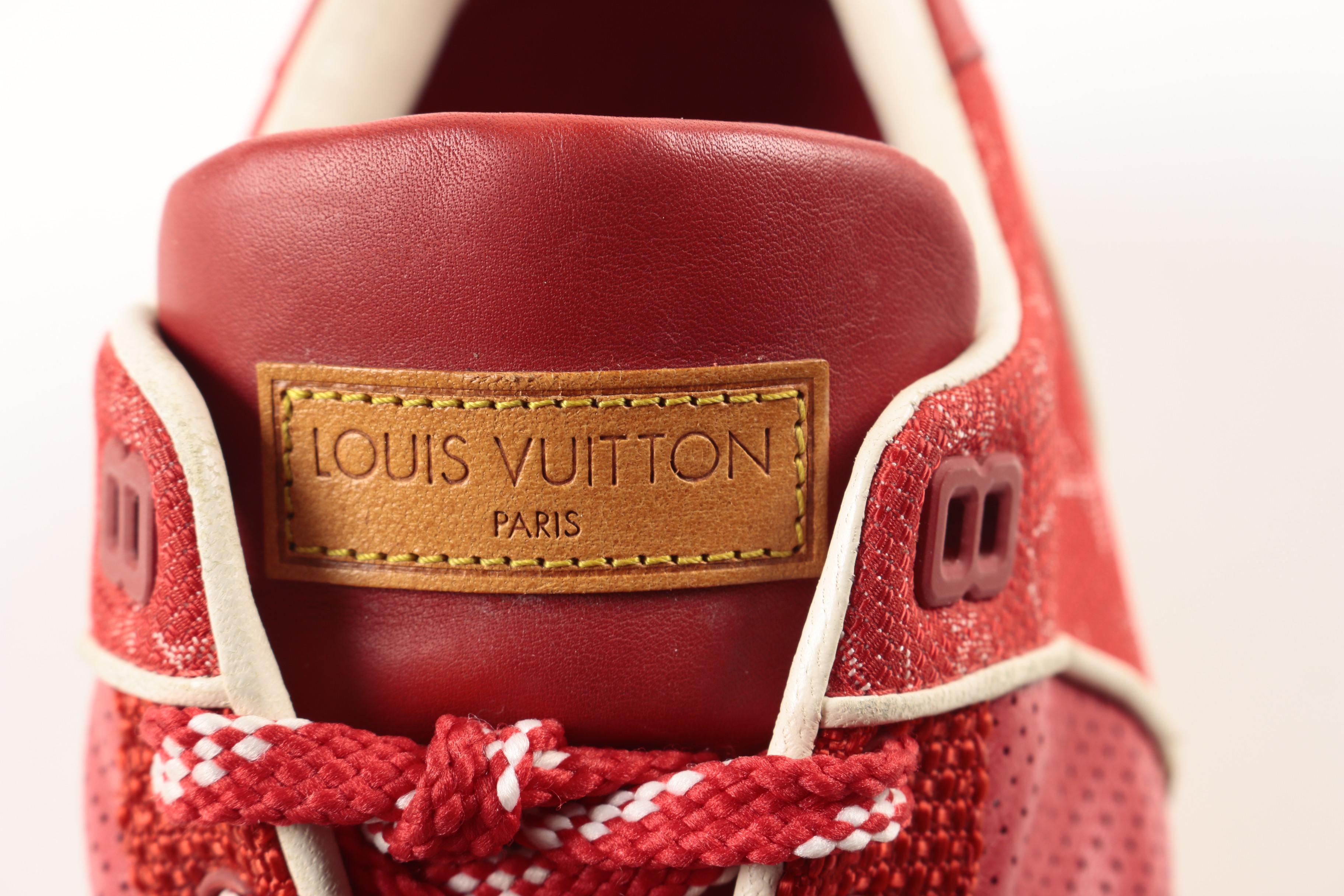 Women's Louis Vuitton Red Leather and Canvas Sneakers