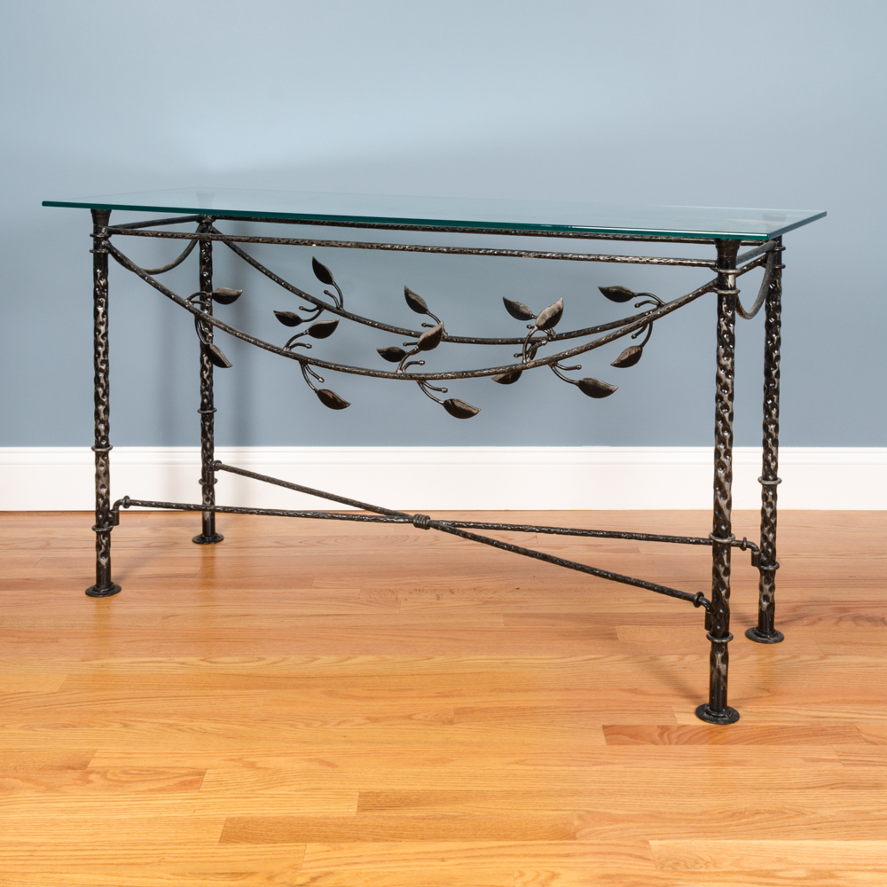 Contemporary Glass and Metal Console Table