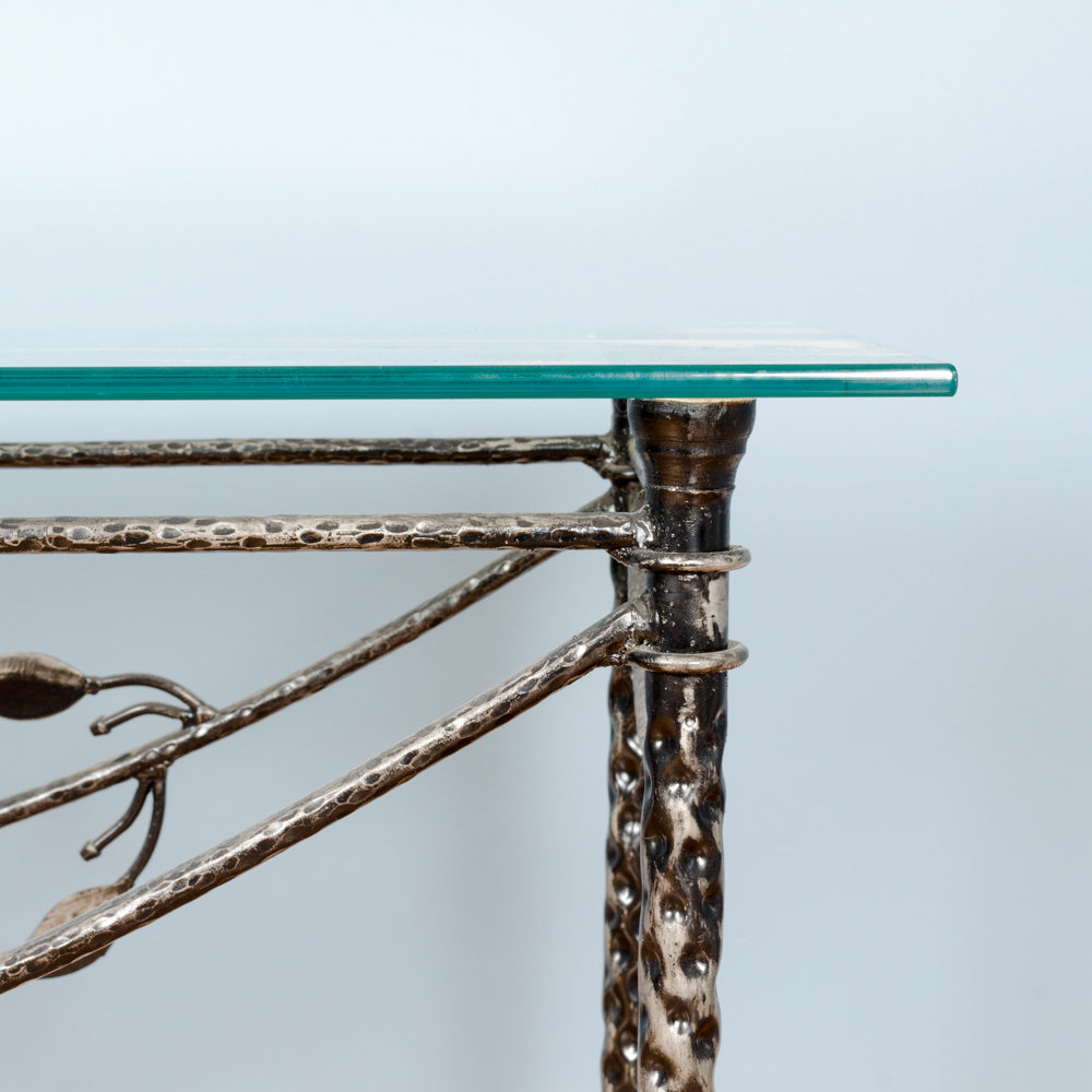 Contemporary Glass and Metal Console Table