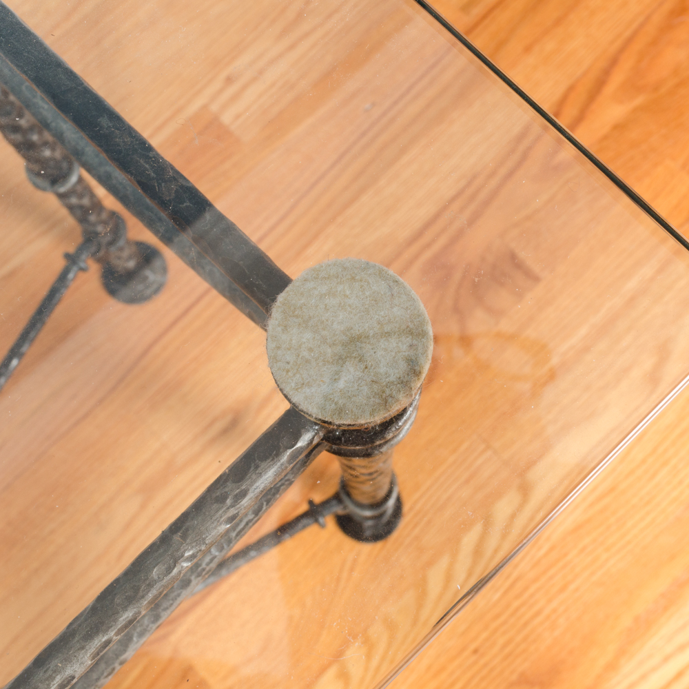 Contemporary Glass and Metal Console Table