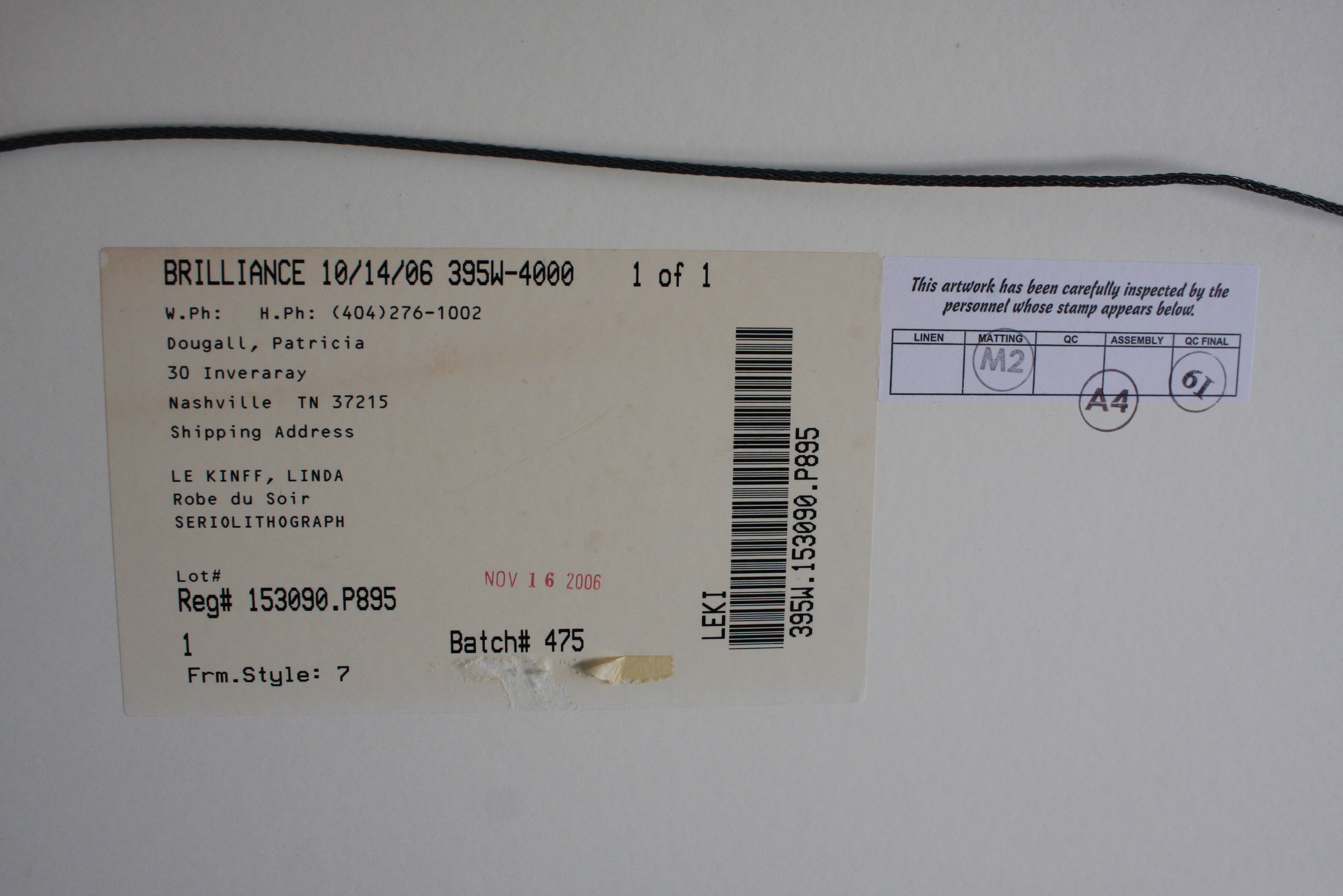 Seriolithograph Print on Paper After Linda Le Kinff's "Robe du Soir"