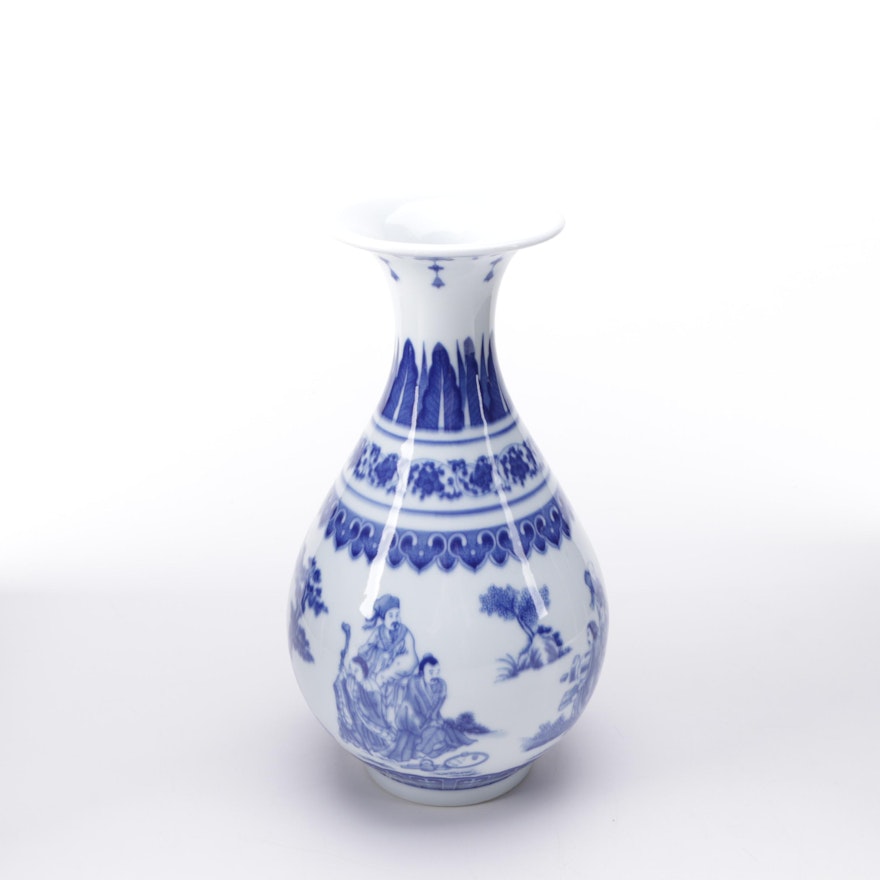 Ceramic Blue and White Vase