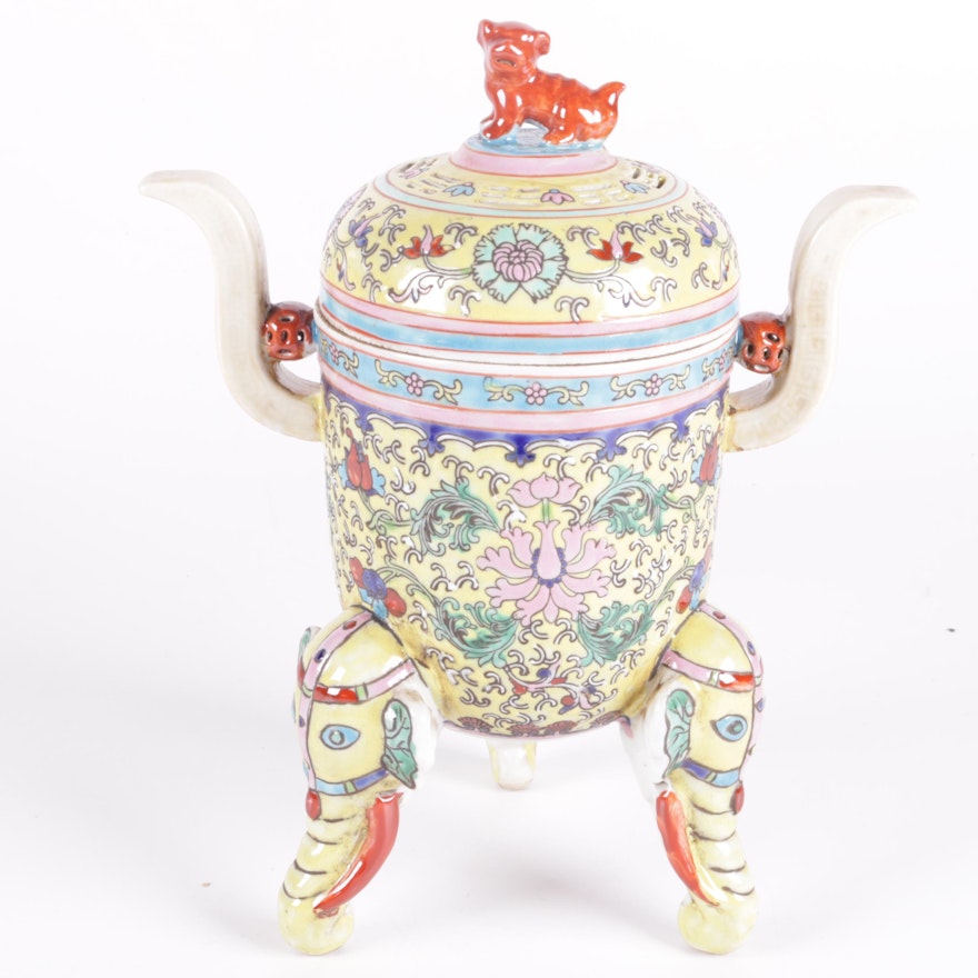 Chinese Famille Jaune Style Censer