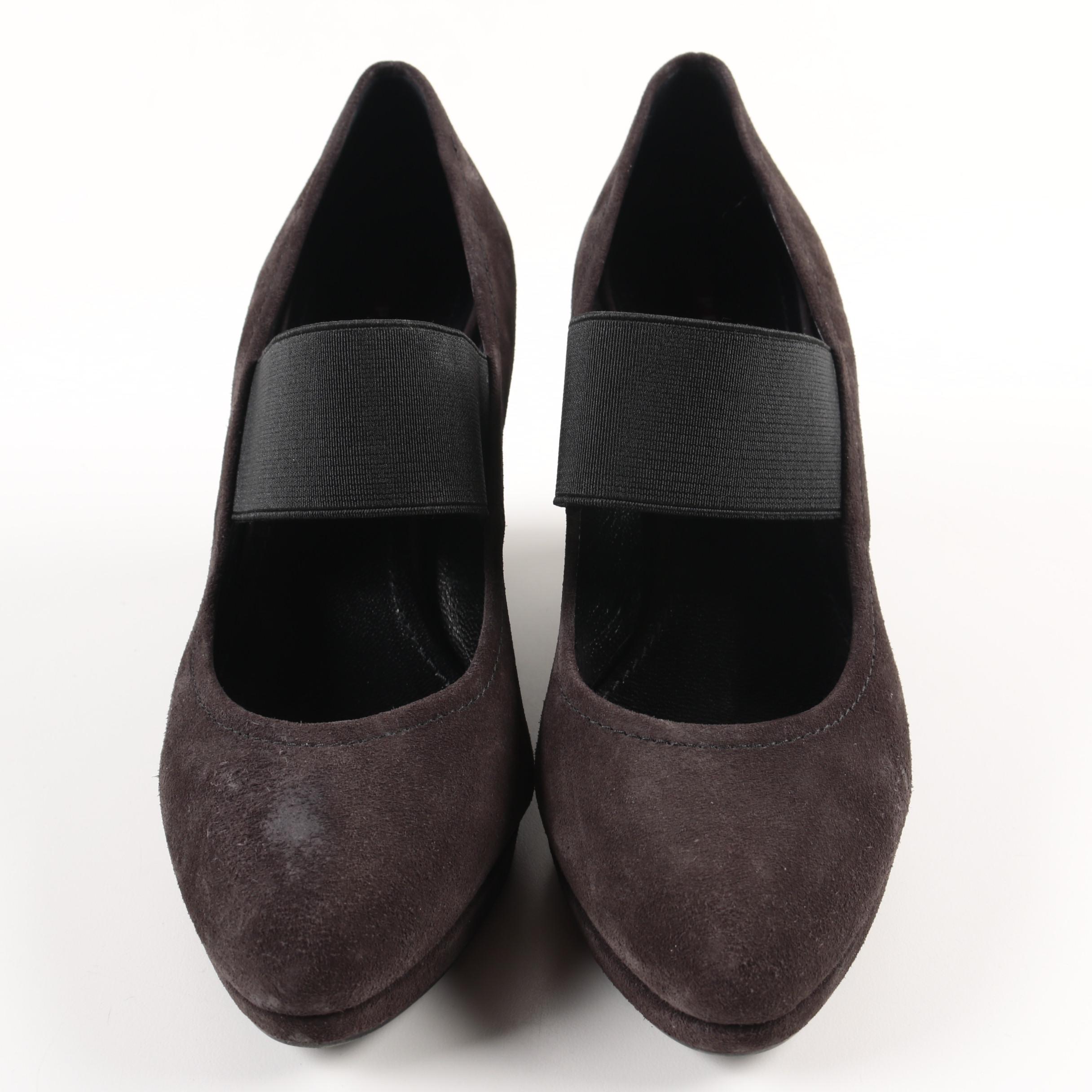 Prada Brown Suede Wedge Pumps