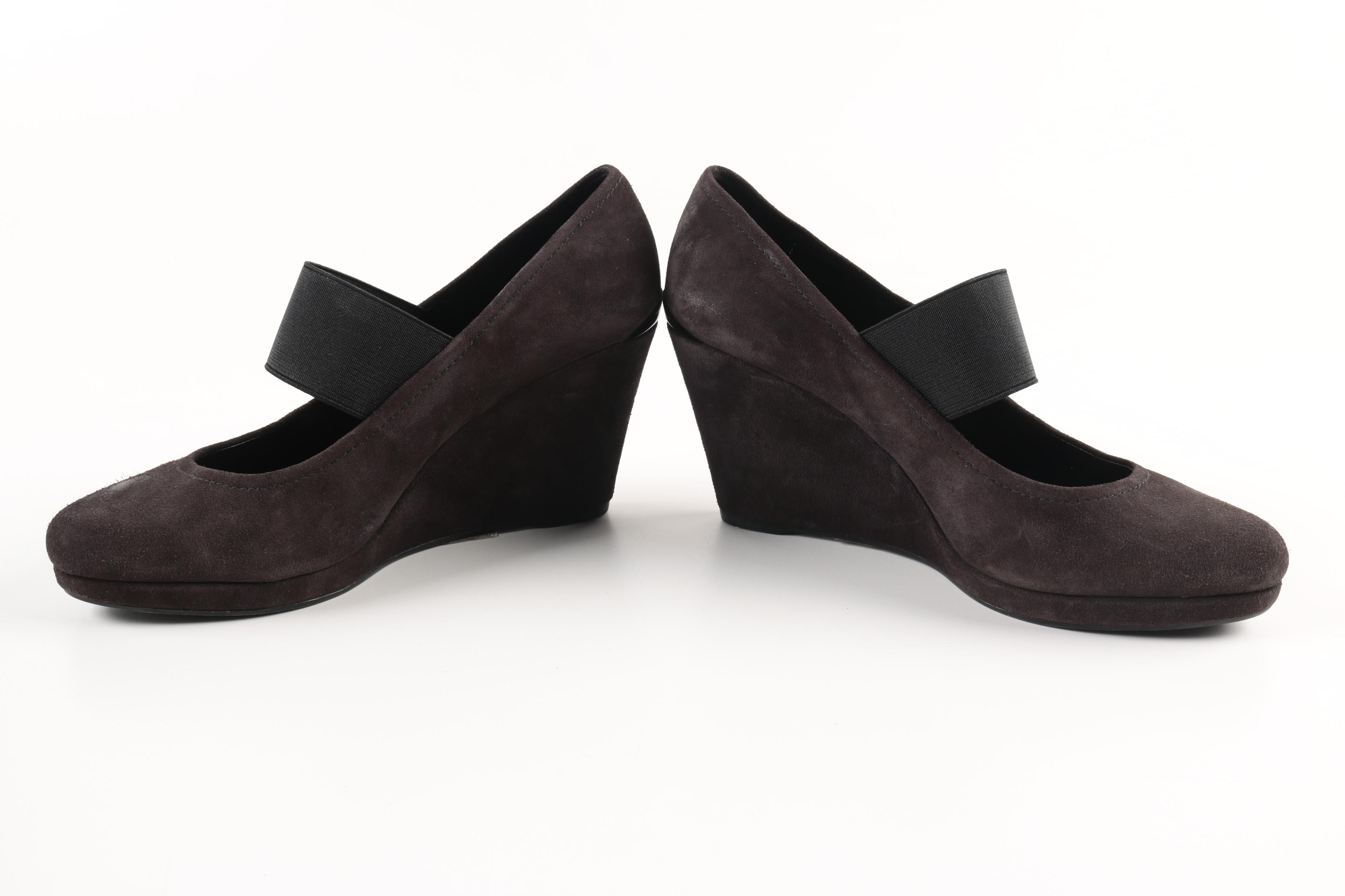 Prada Brown Suede Wedge Pumps