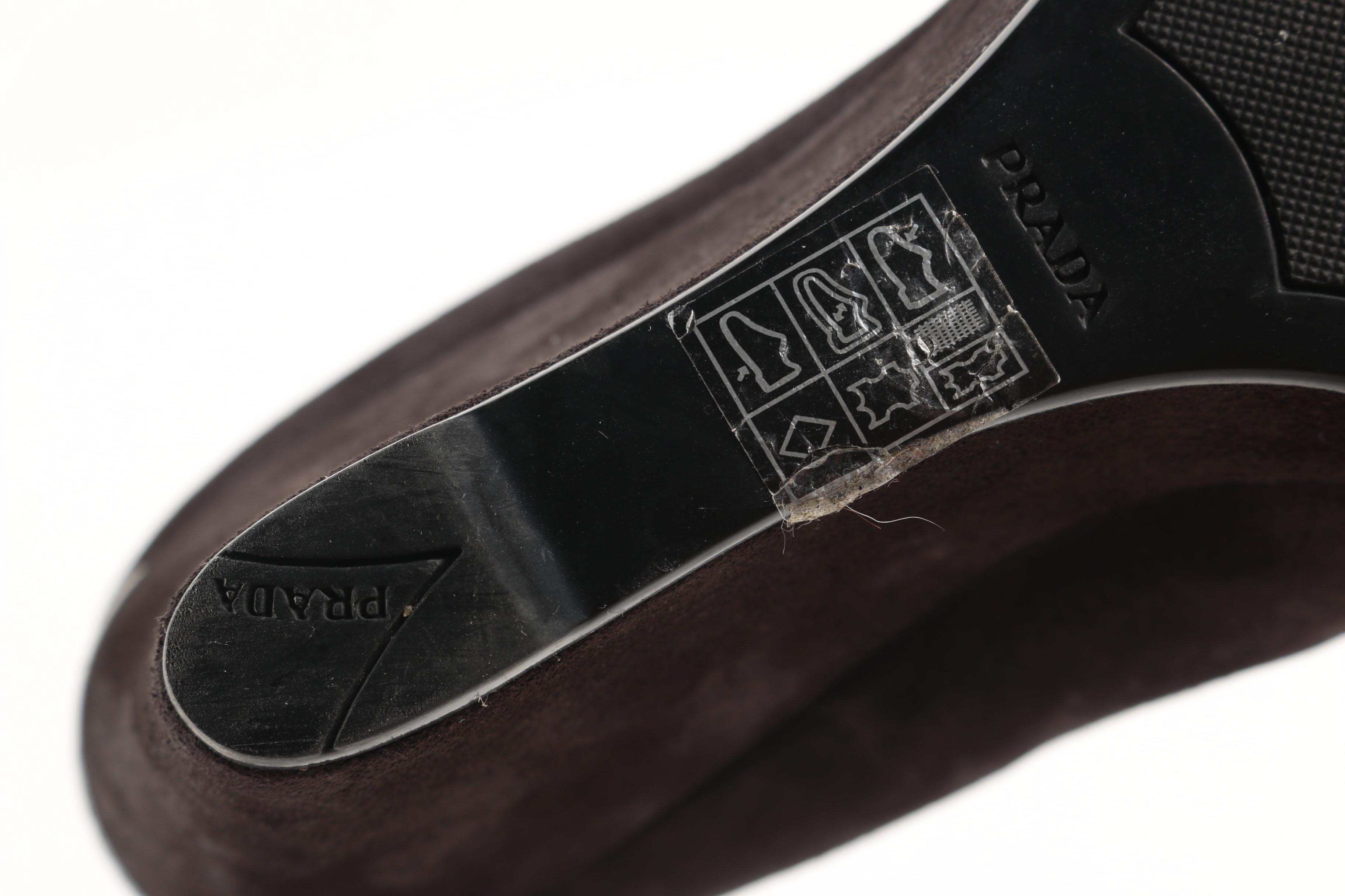 Prada Brown Suede Wedge Pumps