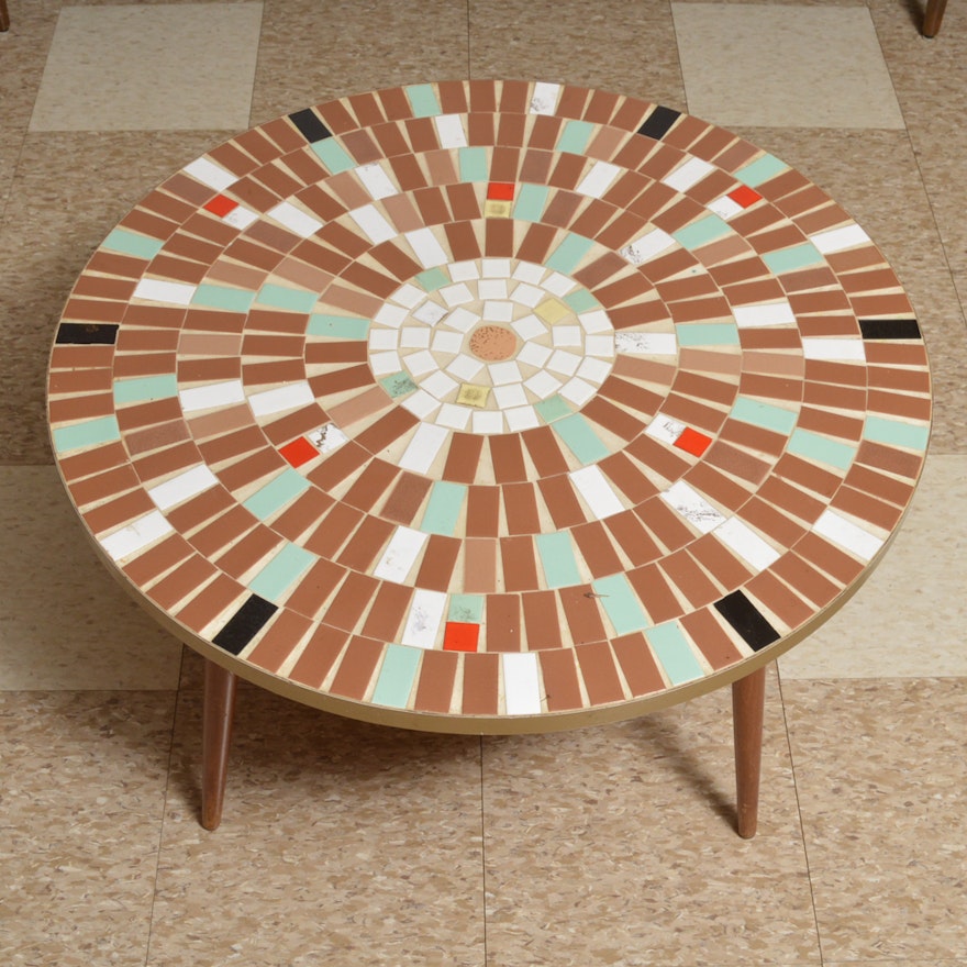 Mid Century Modern Flower Mosaic Cocktail Table