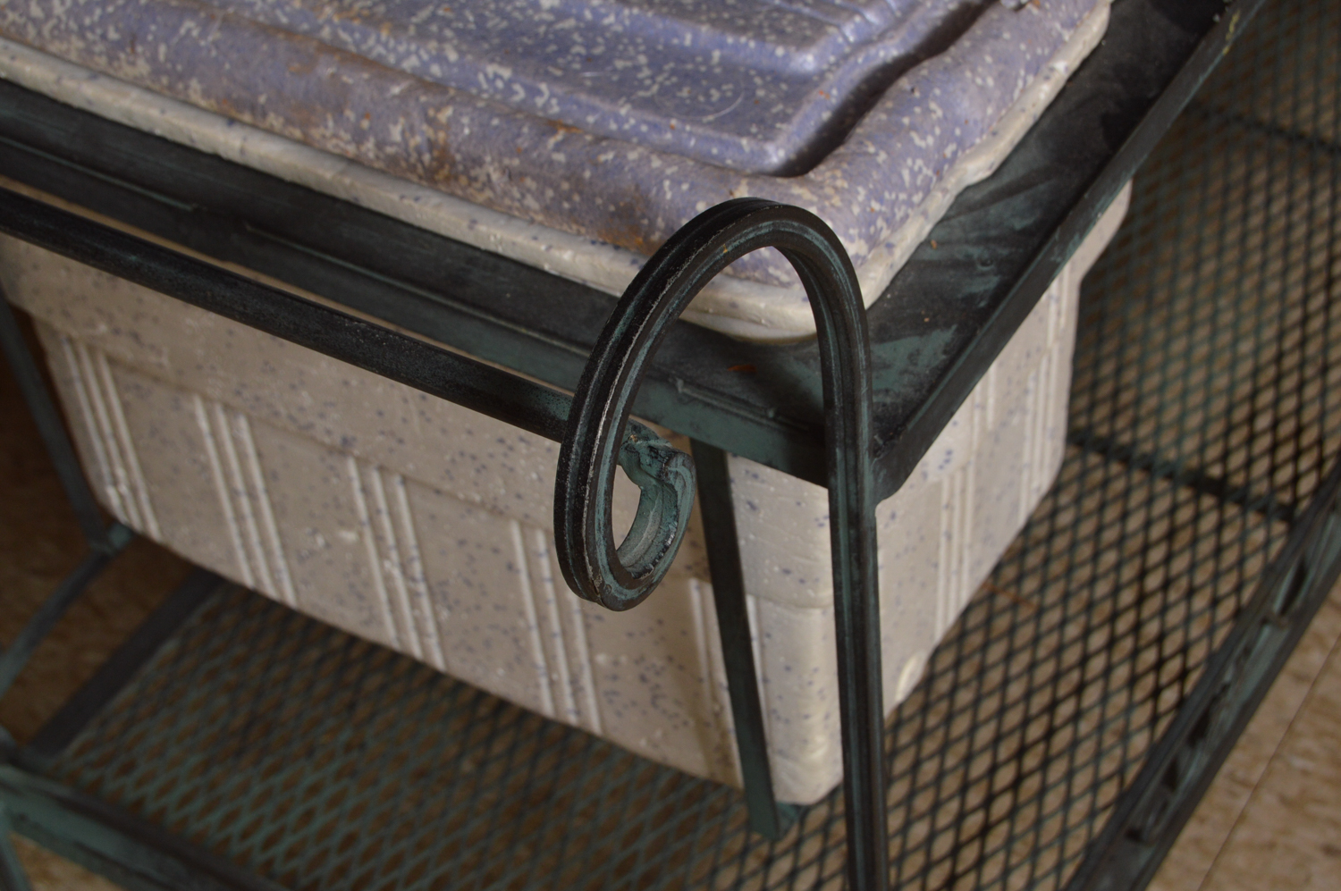 Metal Patio Bar Cart with Grill and Cooler Inserts