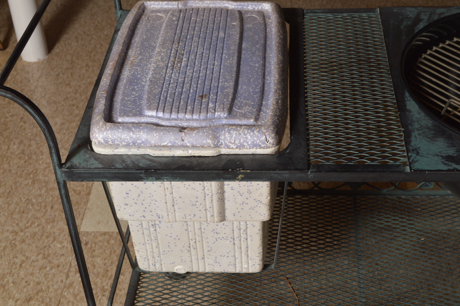 Metal Patio Bar Cart with Grill and Cooler Inserts