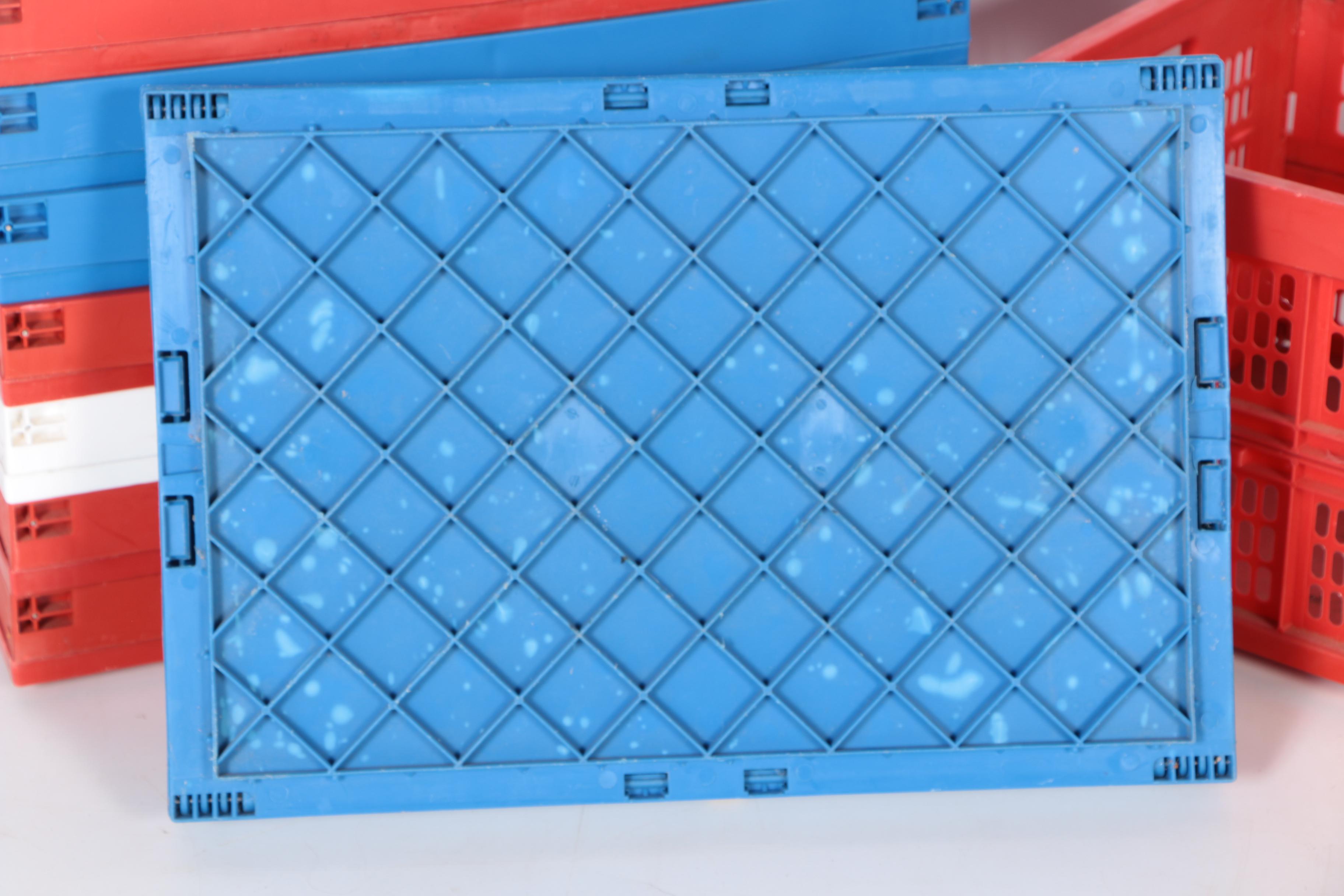 Collection of Folding Plastic Tote Boxes