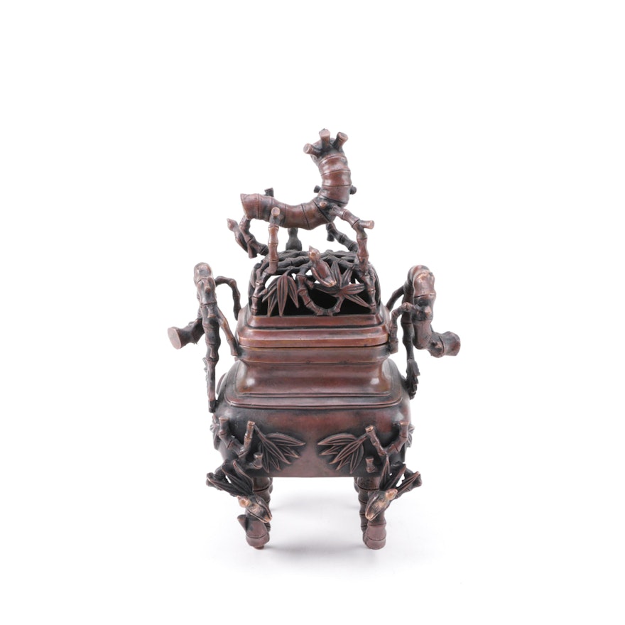 Chinese Copper Lidded Vessel