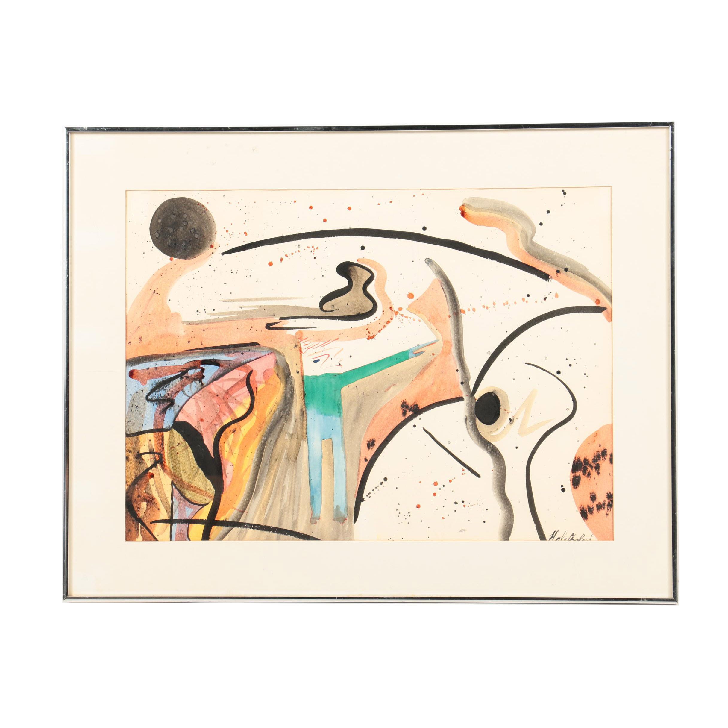 Hale Gurland Abstract Mixed Media Painting on Paper
