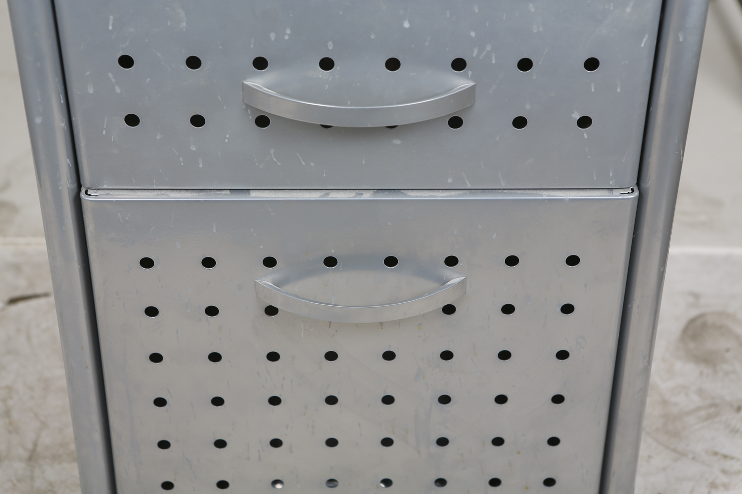 Metal Table with Glass Top and Drawers