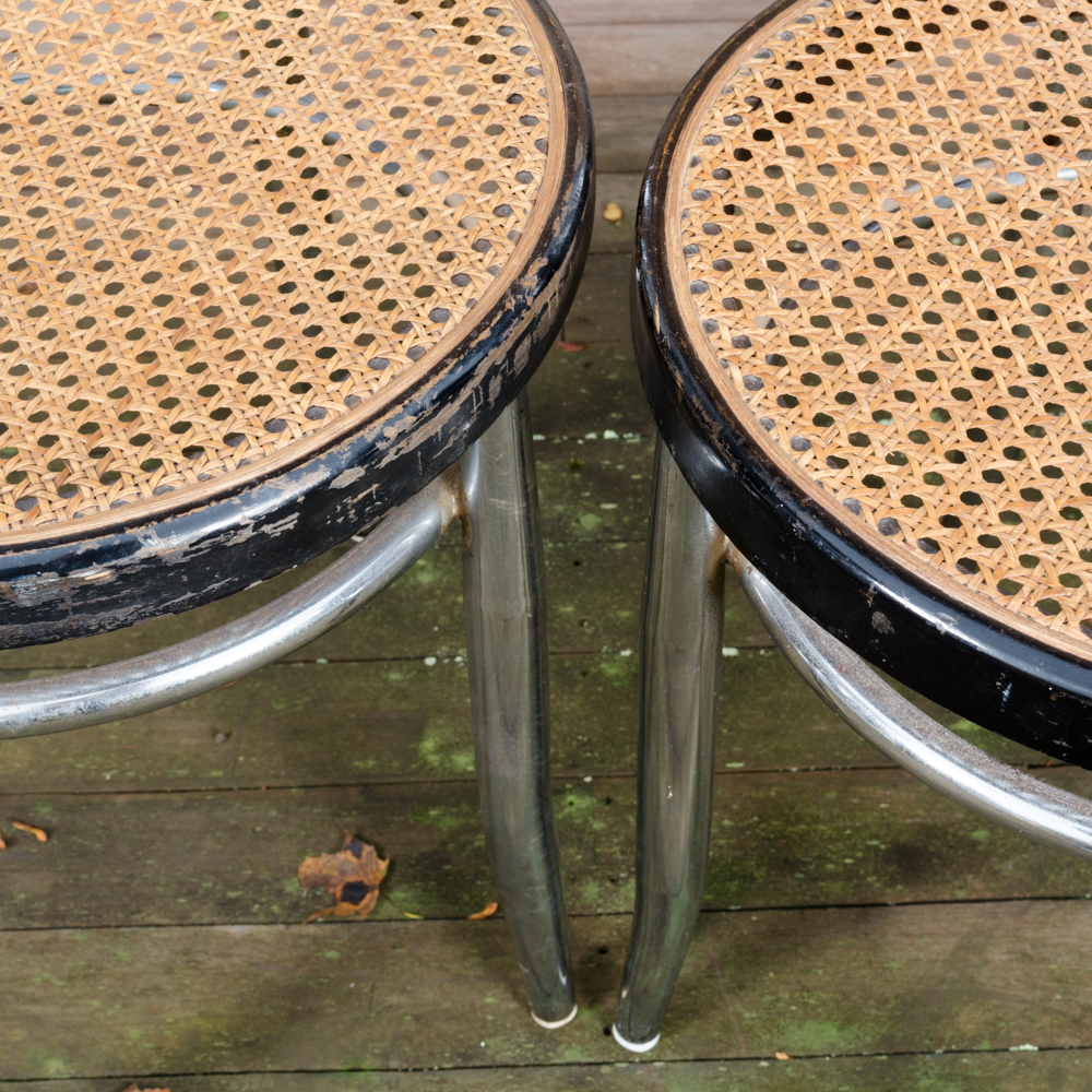 Modernist Bistro Table with Caned Parlor Style Chairs