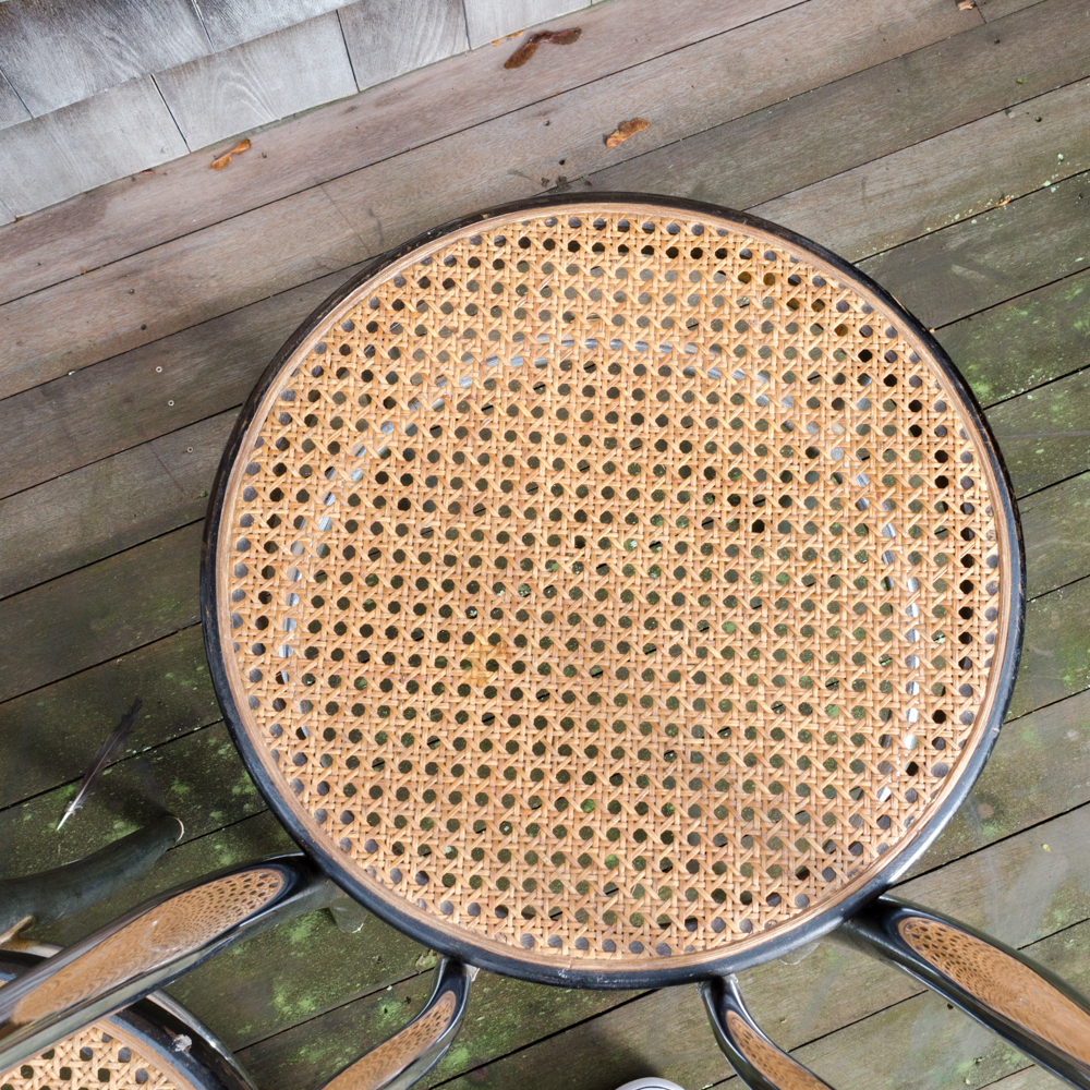 Modernist Bistro Table with Caned Parlor Style Chairs