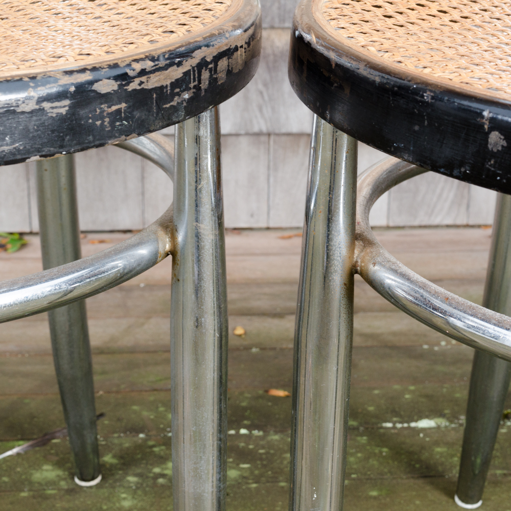 Modernist Bistro Table with Caned Parlor Style Chairs