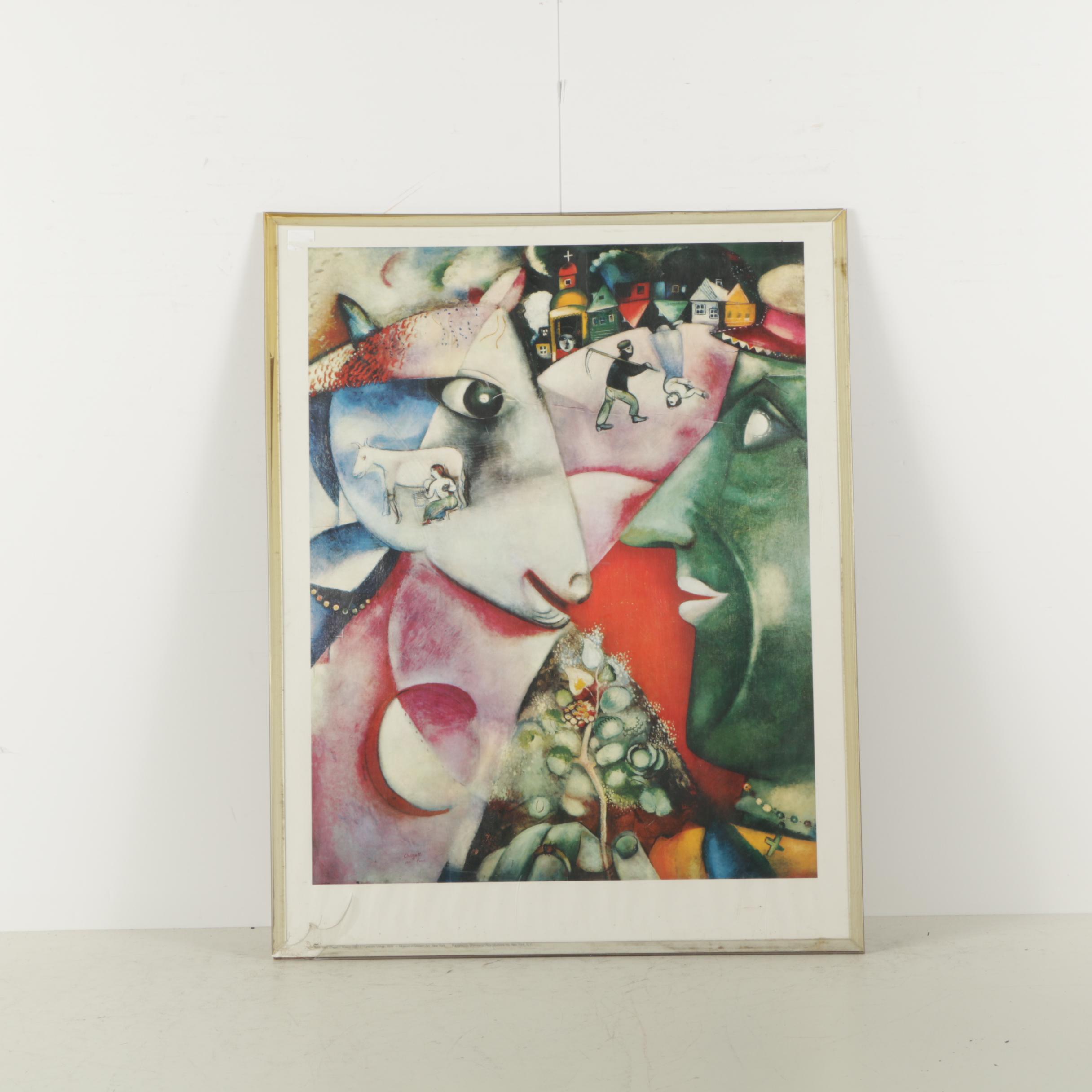 Reproduction Print After Marc Chagall's "I and the Village"