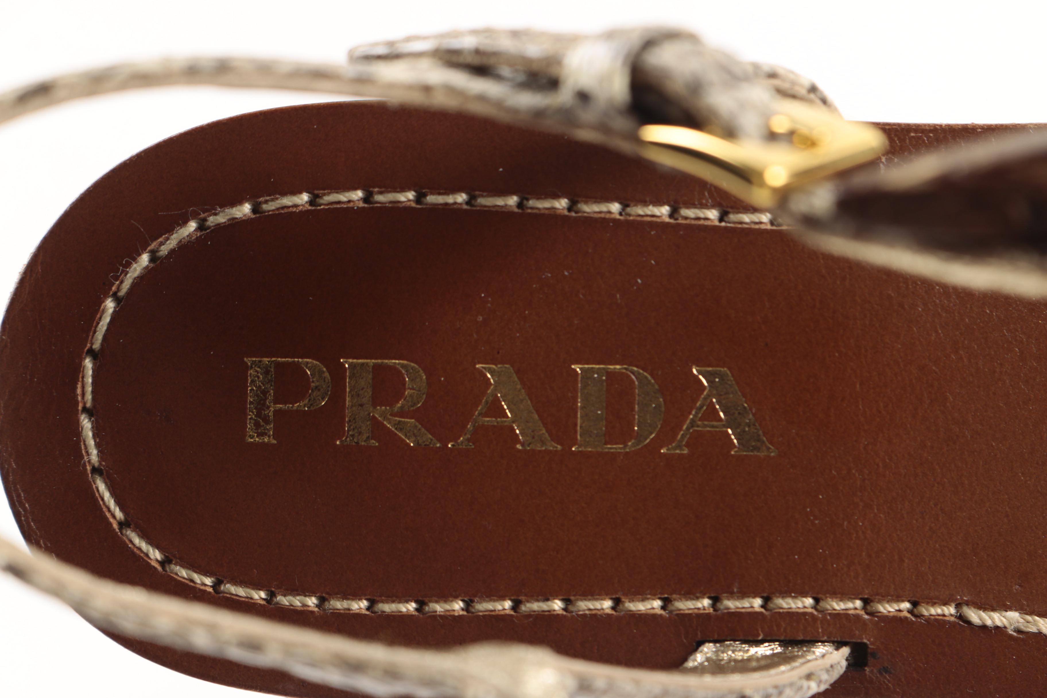 Prada Snakeskin and Wooden Bead Sandals