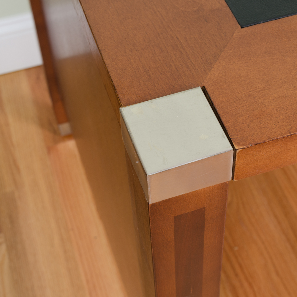 Wooden Office Desk with Leather Inlay Top