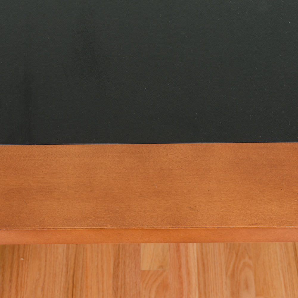 Wooden Office Desk with Leather Inlay Top
