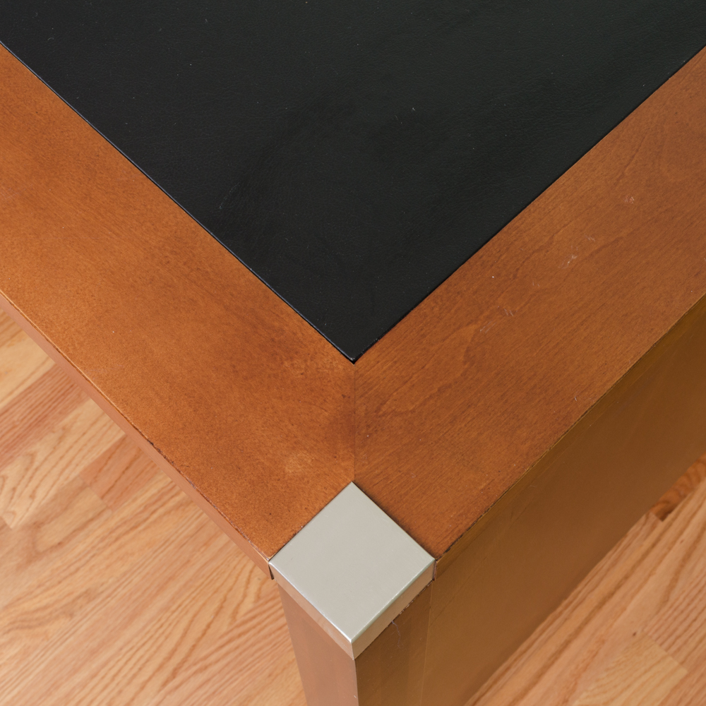 Wooden Office Desk with Leather Inlay Top